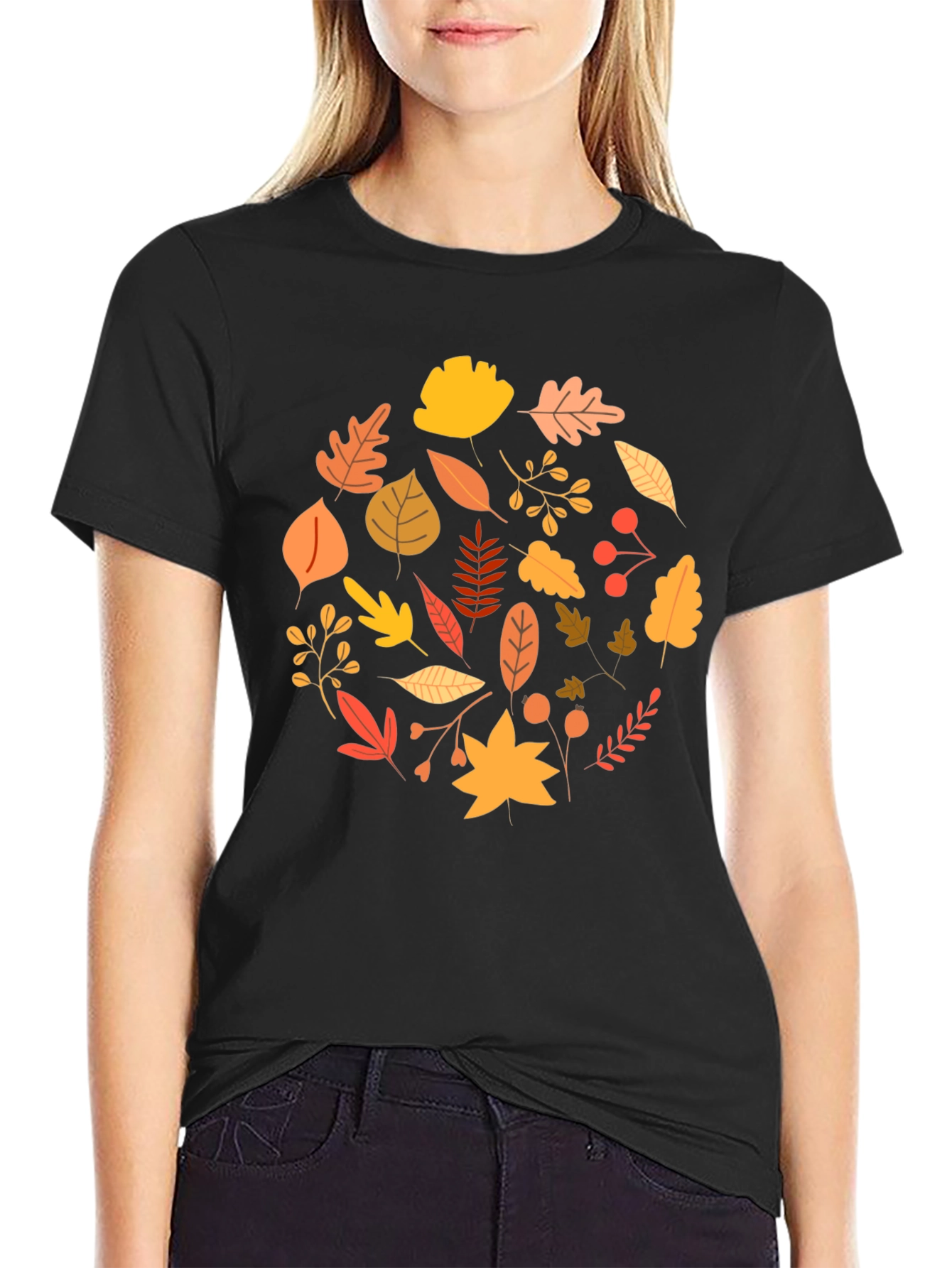 Autumn Leaves Graphic Tee - Black