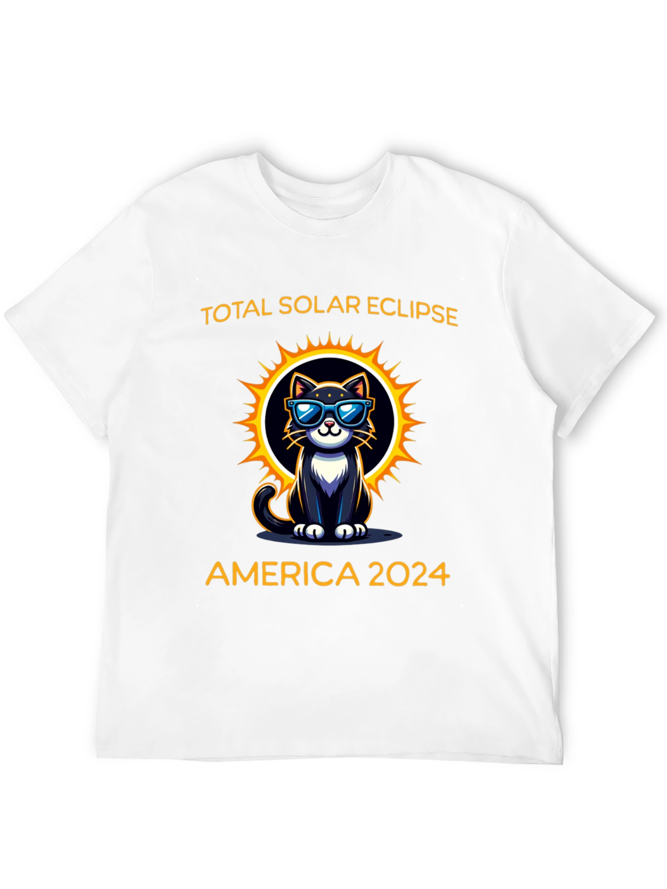 Total Solar Eclipse 2024 Cat Graphic T-Shirt