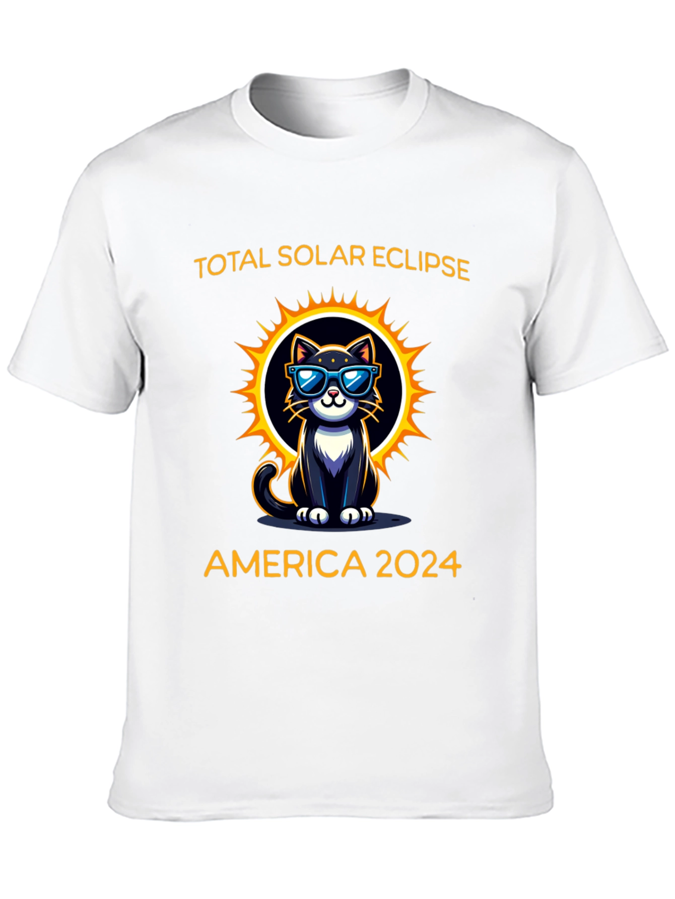 Total Solar Eclipse 2024 Cat Graphic T-Shirt