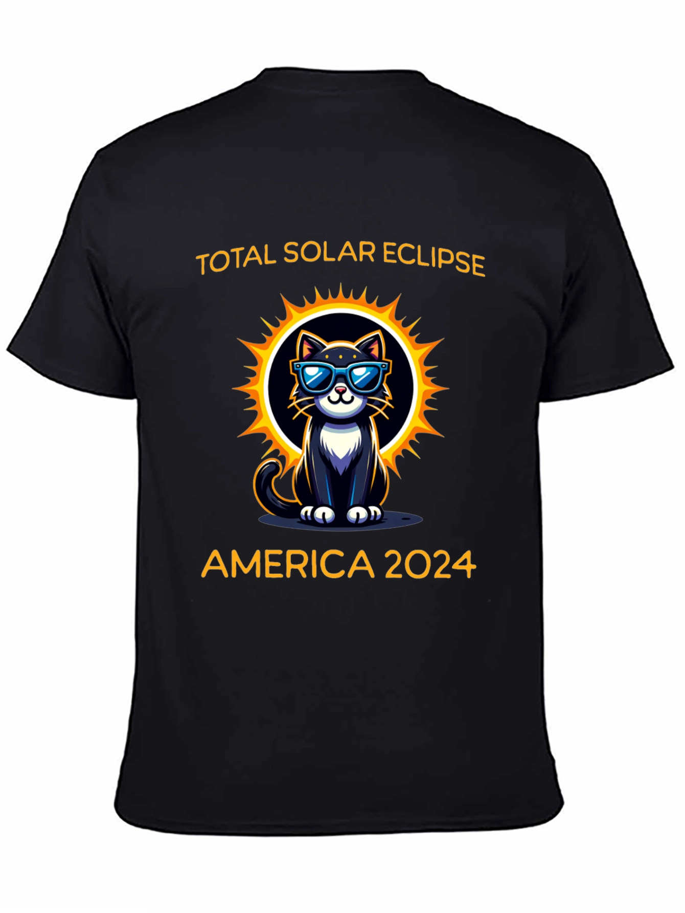 Total Solar Eclipse 2024 Cat Graphic T-Shirt