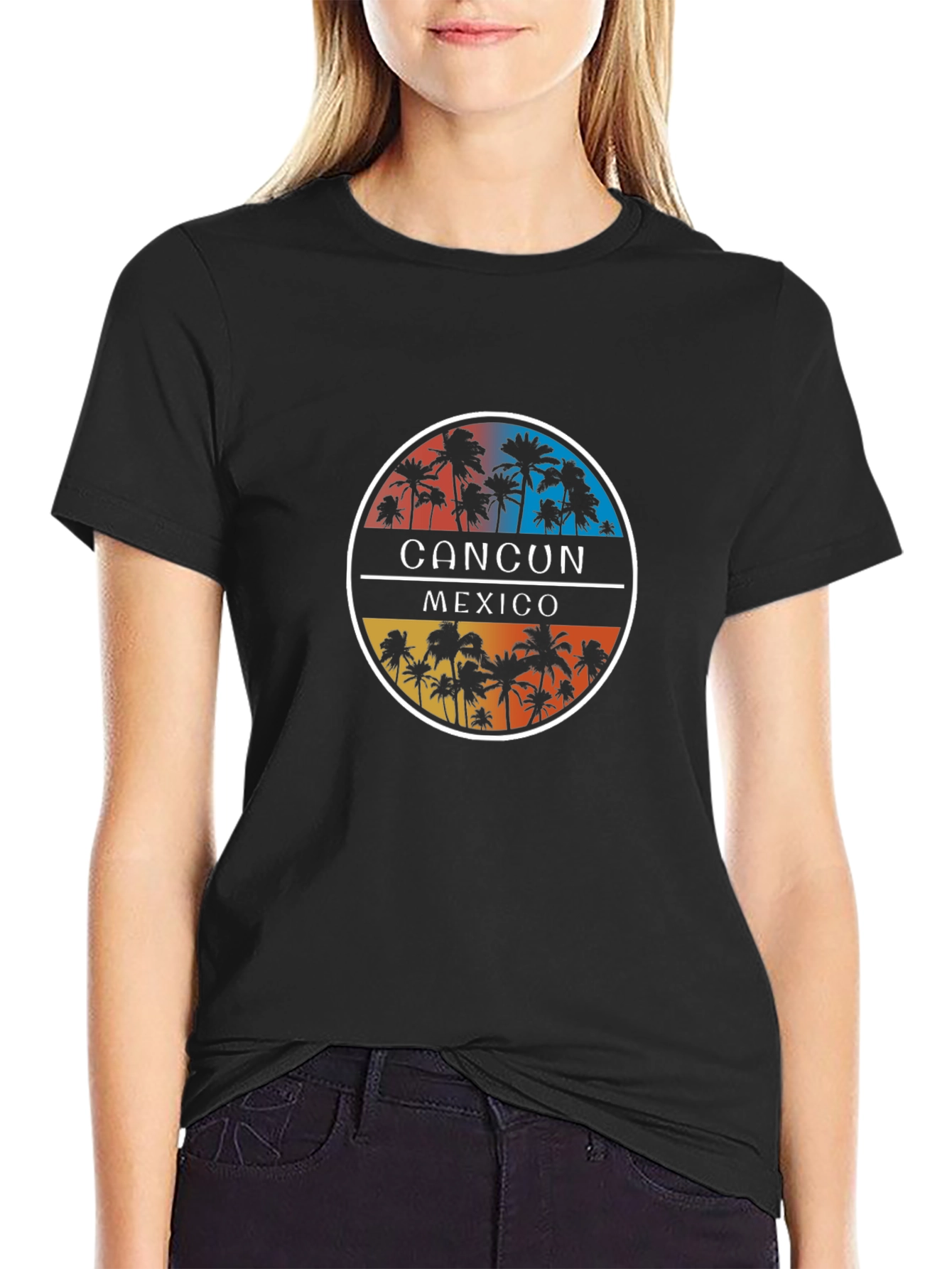 Cancun Mexico Palm Tree Graphic T-Shirt