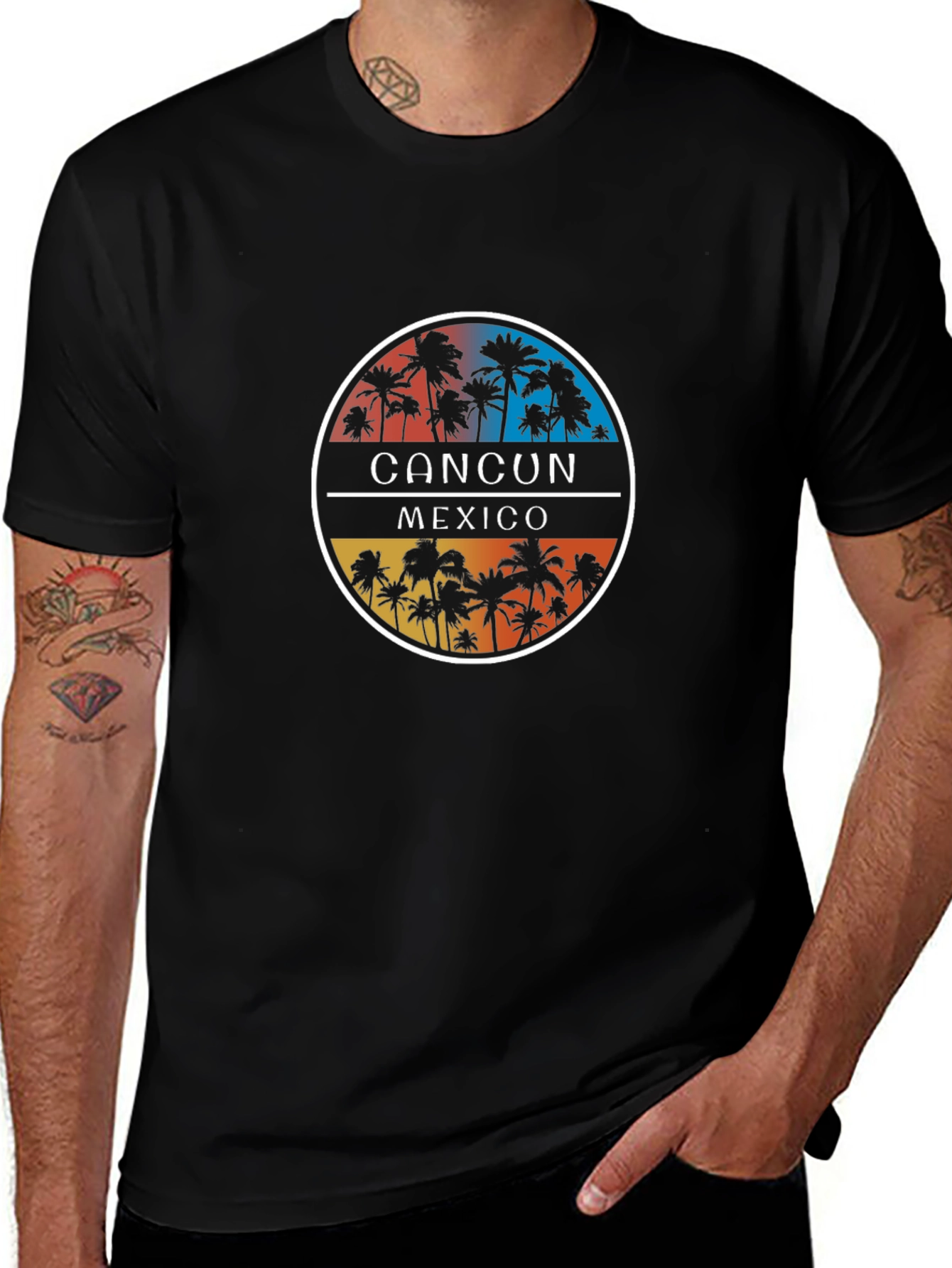 Cancun Mexico Palm Tree Graphic T-Shirt