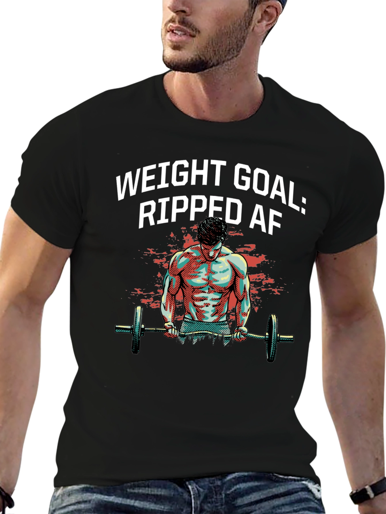 Ripped AF Weightlifting T-Shirt - Gym Motivation