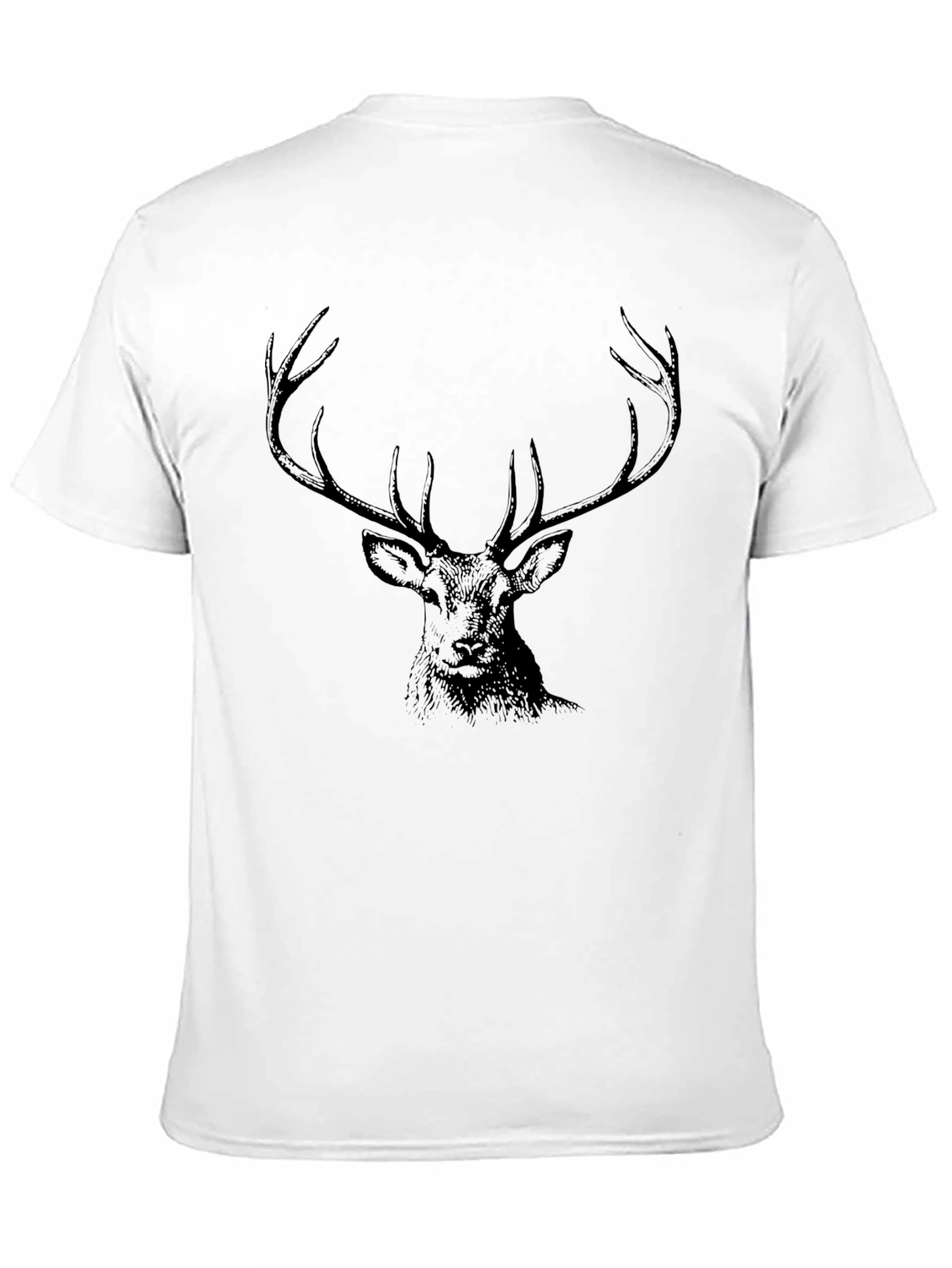 Mens Black T-Shirt with Deer Graphic