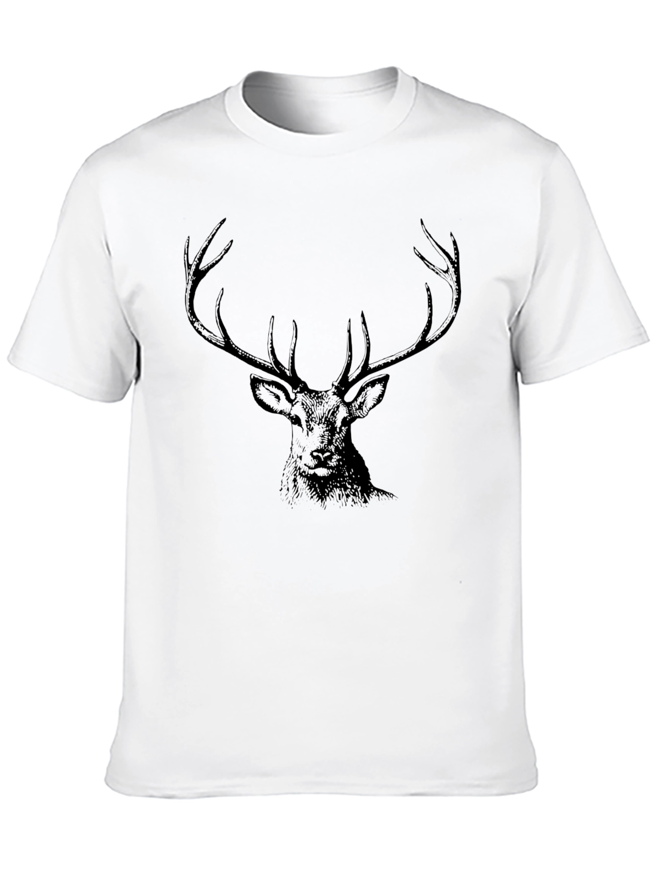 Mens Black T-Shirt with Deer Graphic