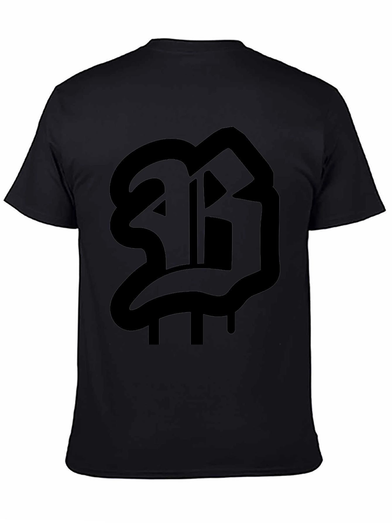 Black T-Shirt with Bold Letter Graphic