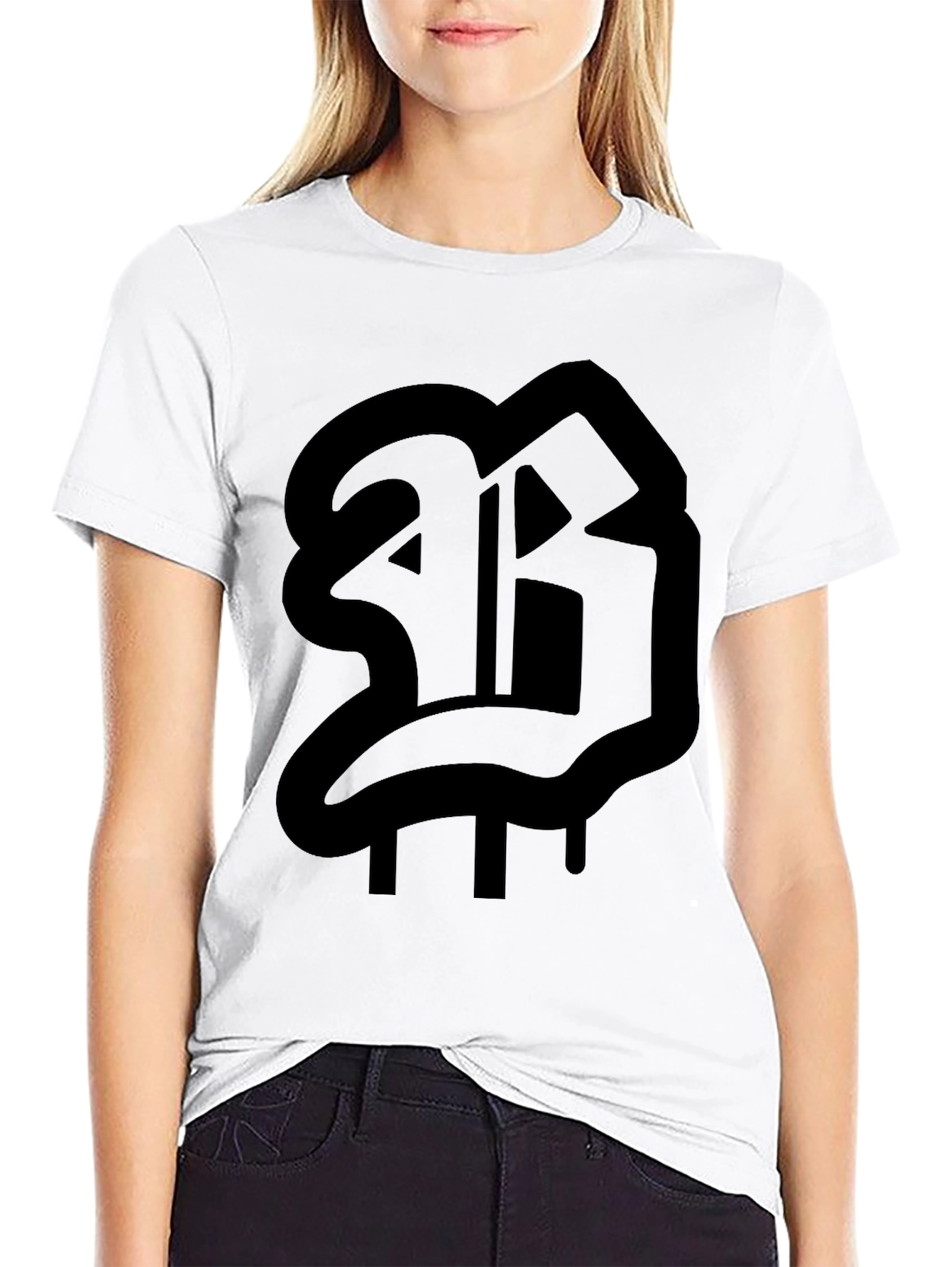 Black T-Shirt with Bold Letter Graphic