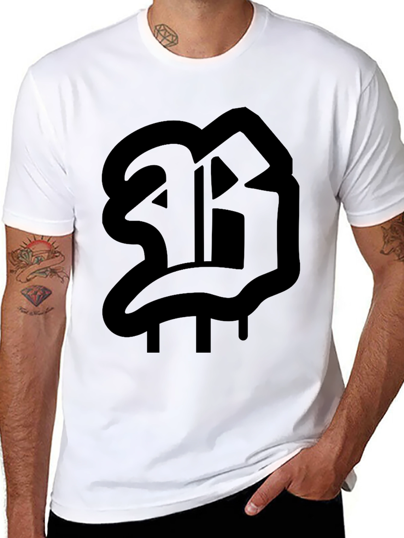 Black T-Shirt with Bold Letter Graphic