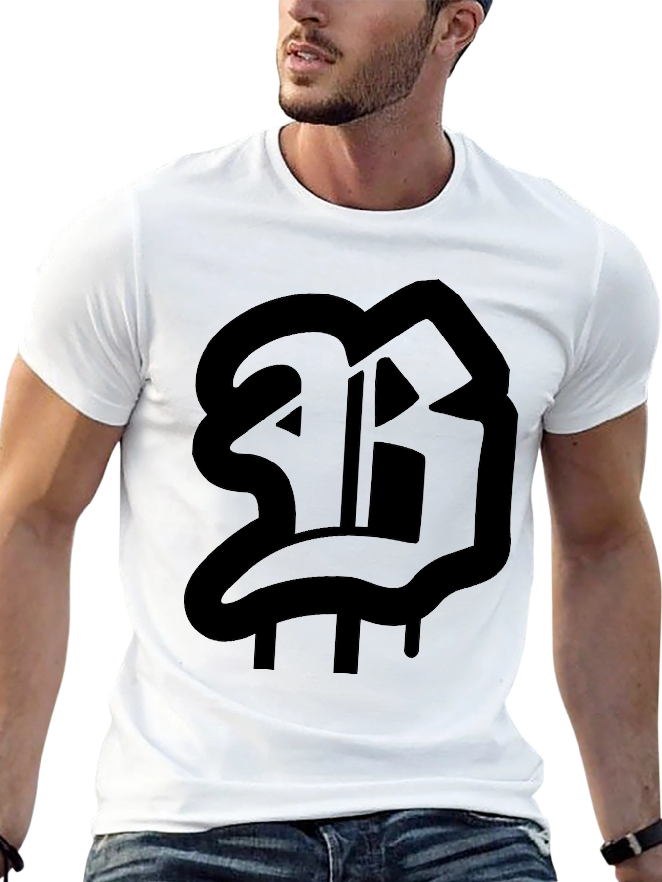 Black T-Shirt with Bold Letter Graphic