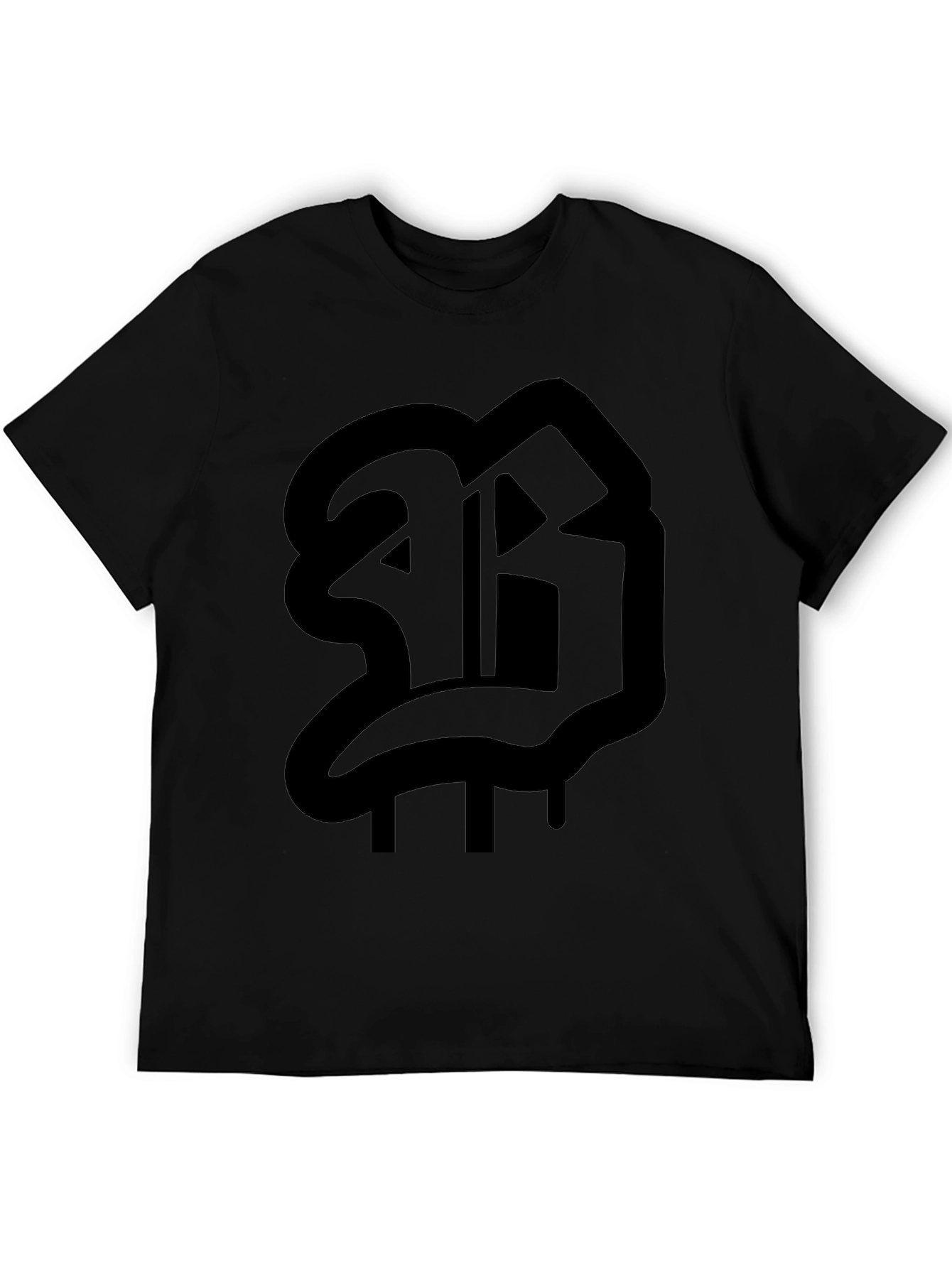 Black T-Shirt with Bold Letter Graphic
