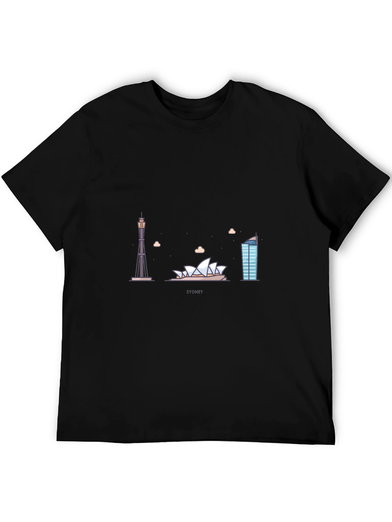 Sydney Skyline Graphic Tee - Black Cotton T-Shirt