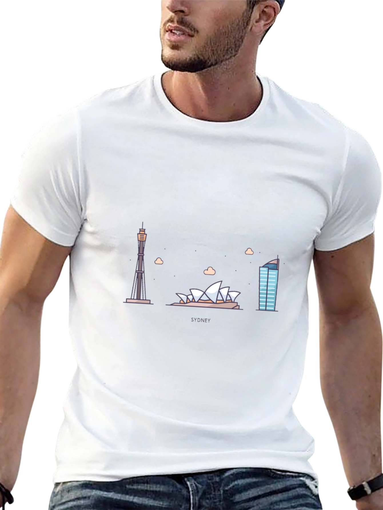 Sydney Skyline Graphic Tee - Black Cotton T-Shirt