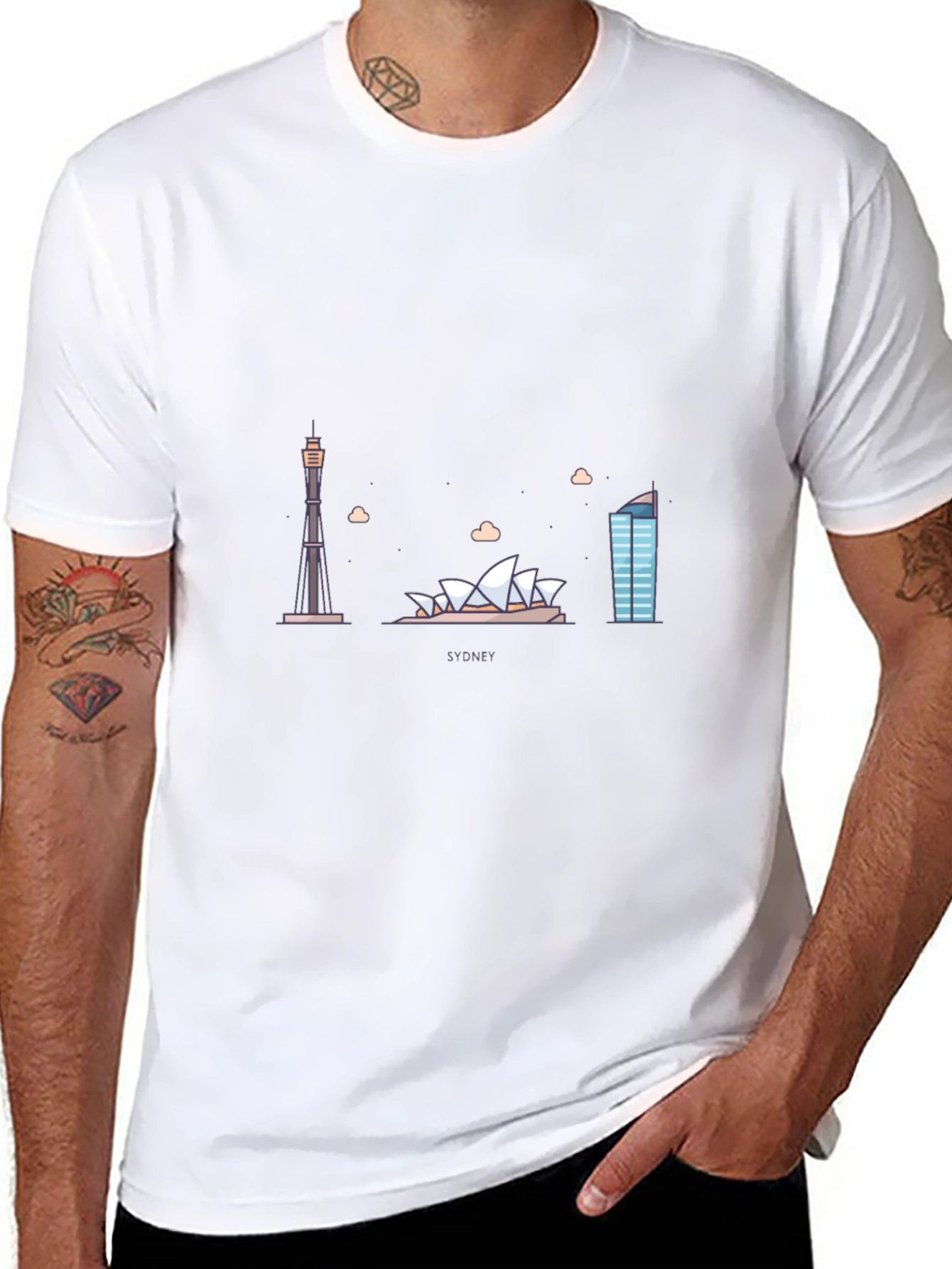 Sydney Skyline Graphic Tee - Black Cotton T-Shirt