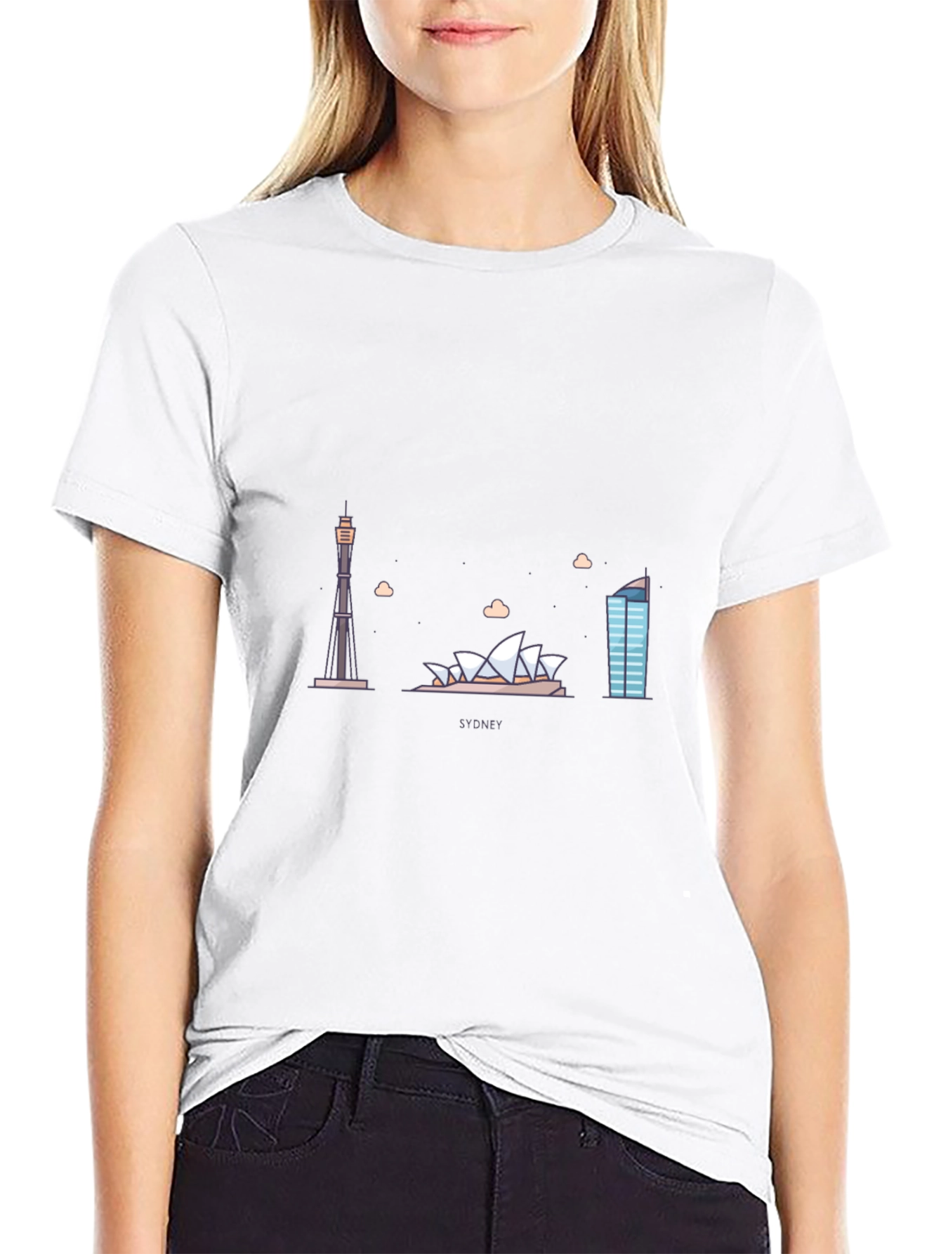 Sydney Skyline Graphic Tee - Black Cotton T-Shirt