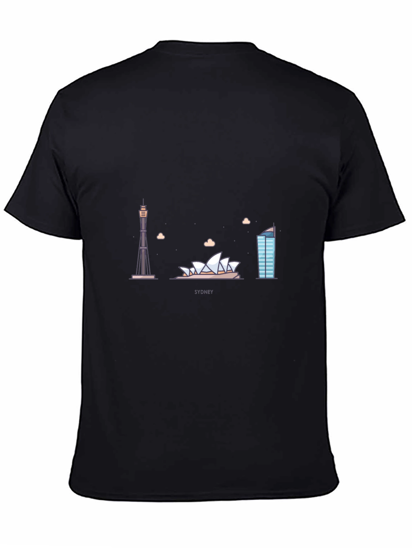 Sydney Skyline Graphic Tee - Black Cotton T-Shirt