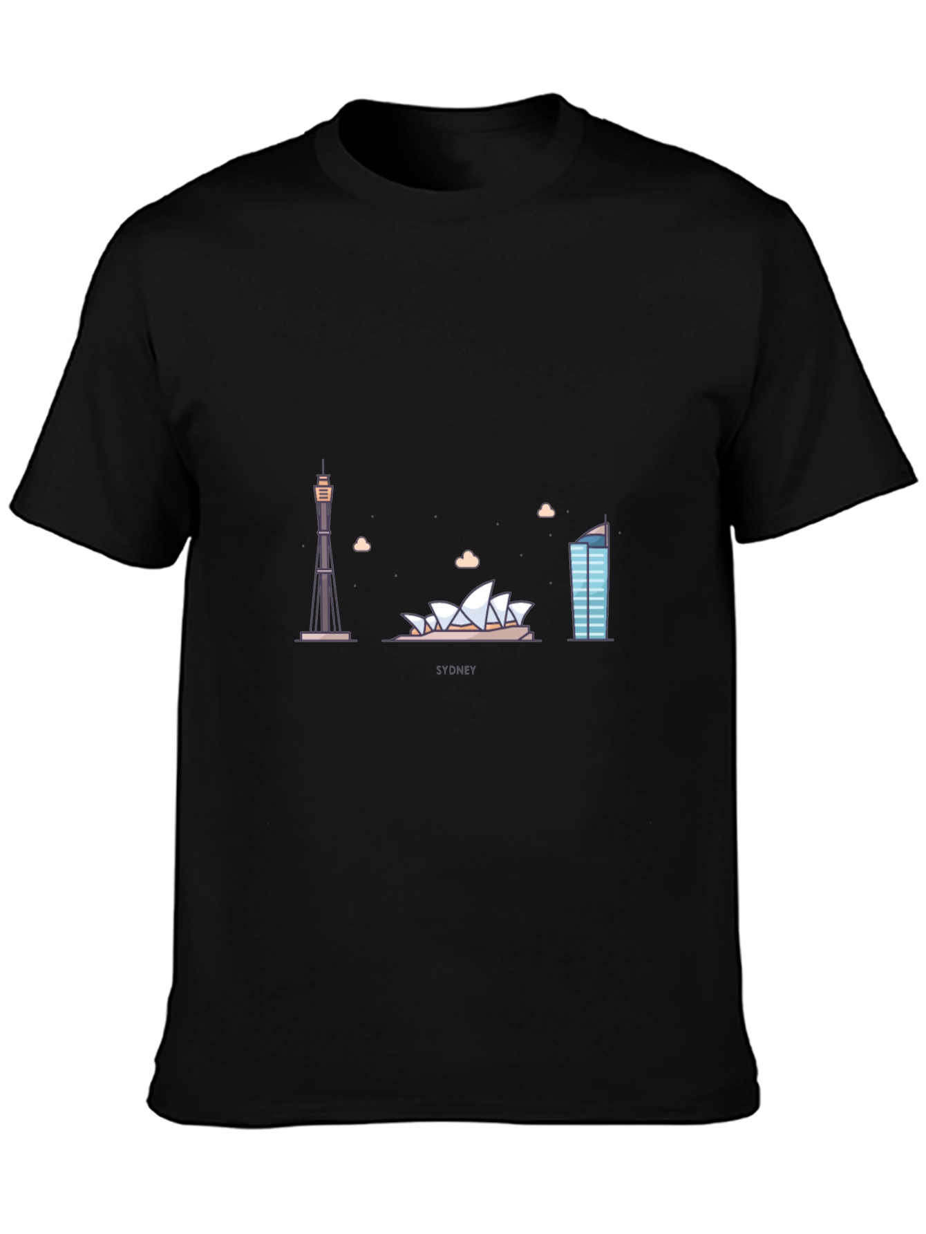 Sydney Skyline Graphic Tee - Black Cotton T-Shirt