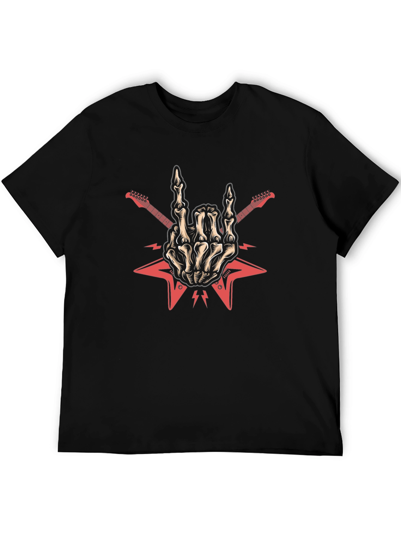 Rock On Skeleton Hand Guitar T-Shirt