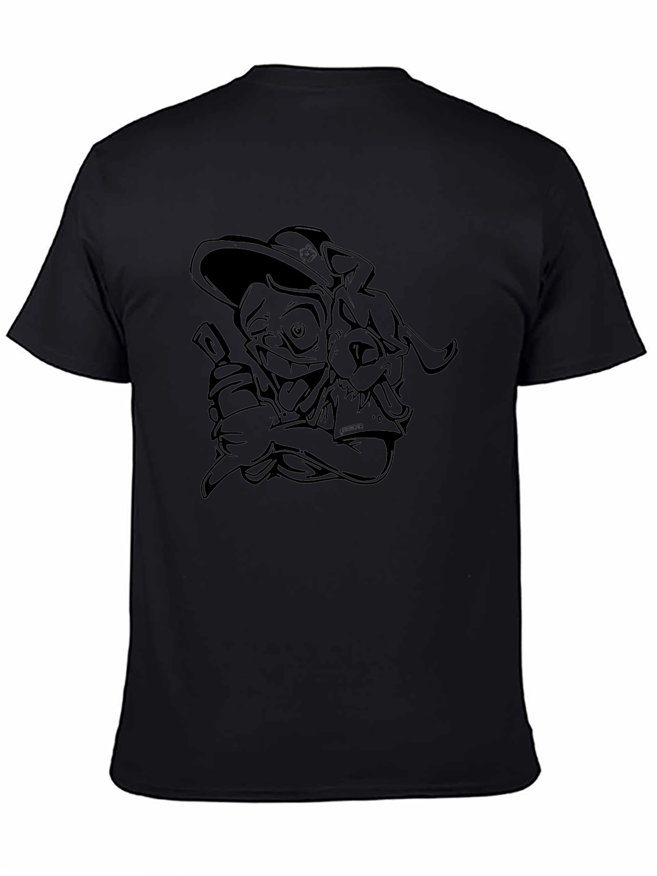Black Cartoon Graphic T-Shirt