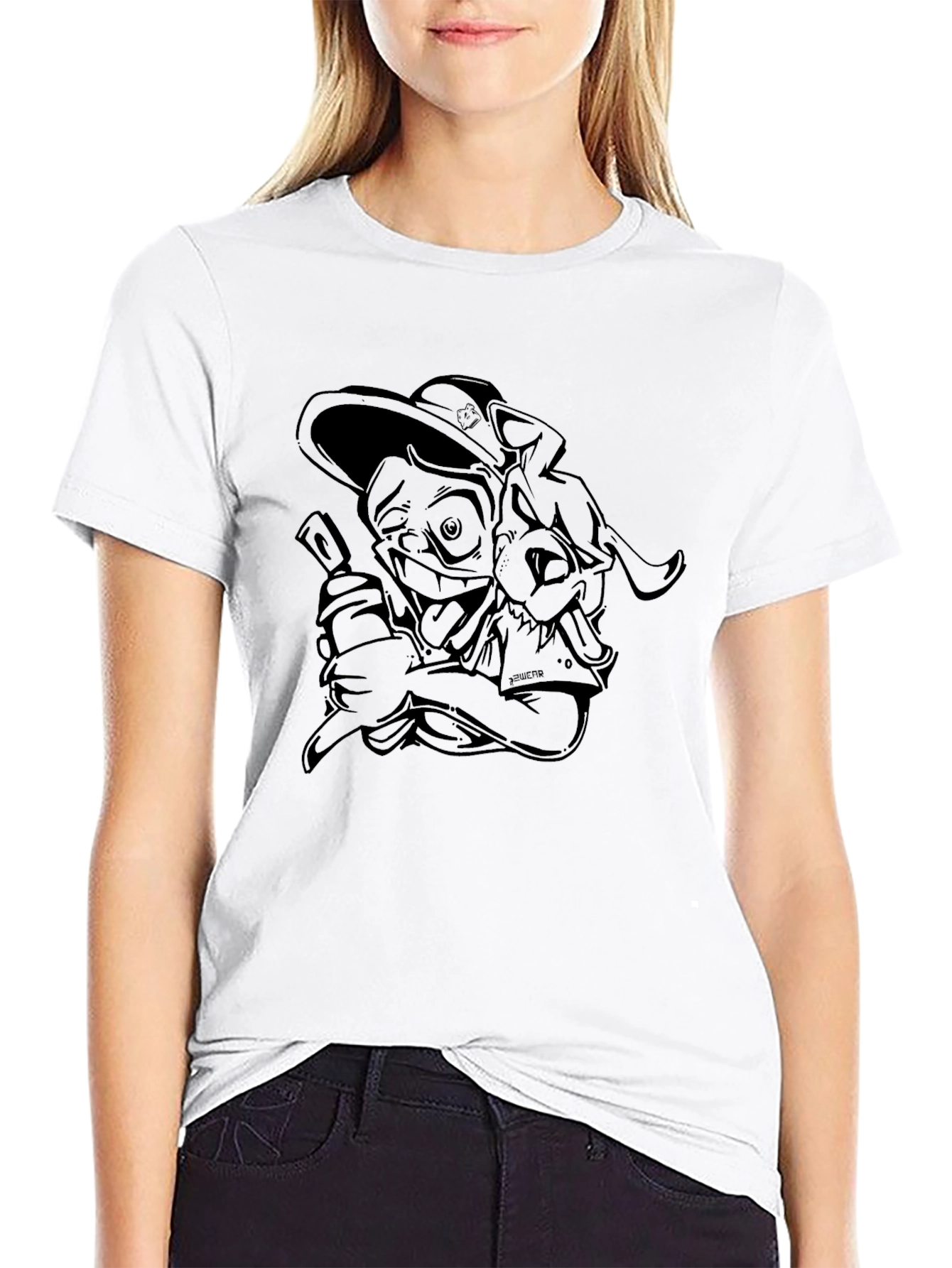 Black Cartoon Graphic T-Shirt
