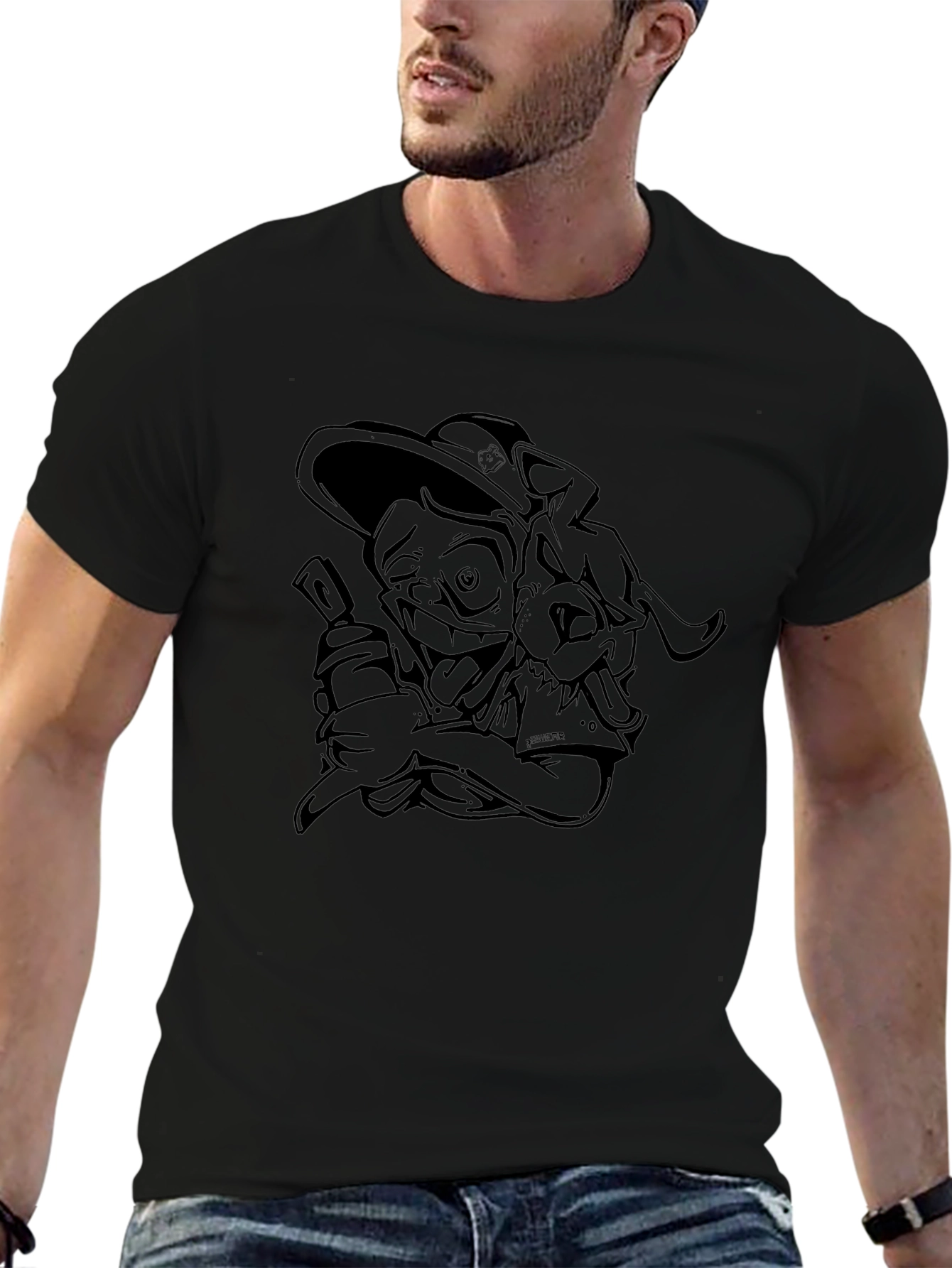 Black Cartoon Graphic T-Shirt