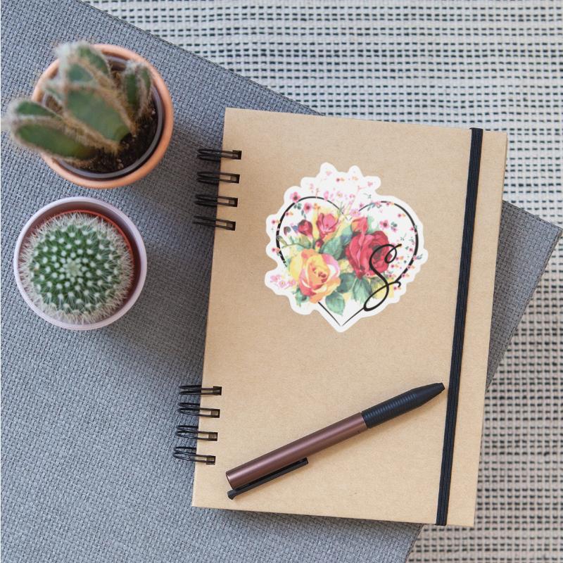 Letter S Monogram Floral Roses Heart
