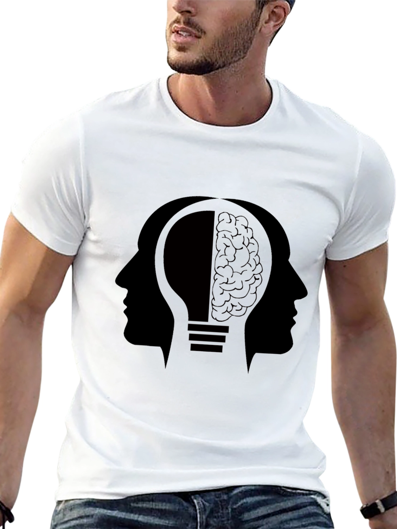 Brain Power T-Shirt - Lightbulb Silhouette Graphic Tee