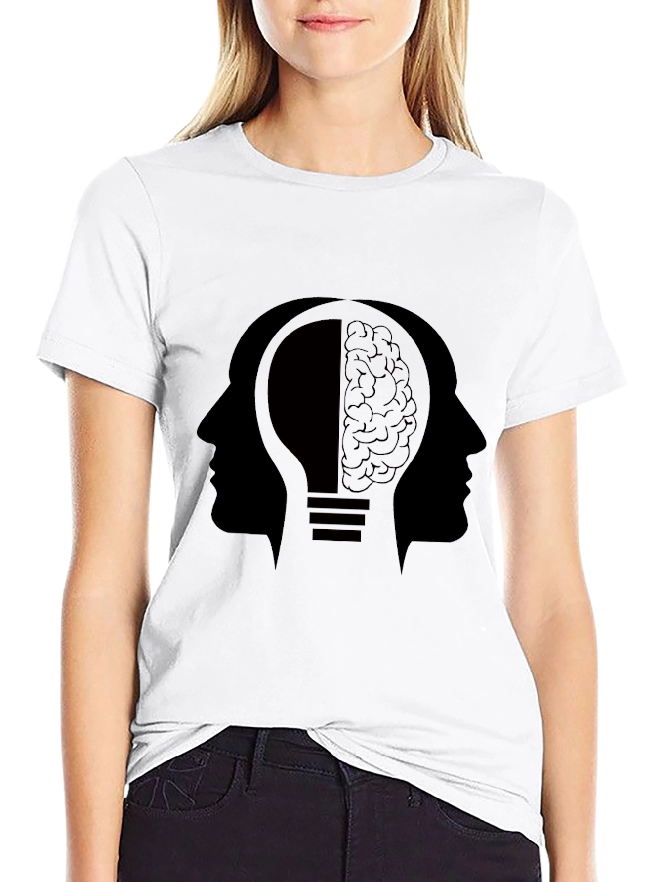 Brain Power T-Shirt - Lightbulb Silhouette Graphic Tee