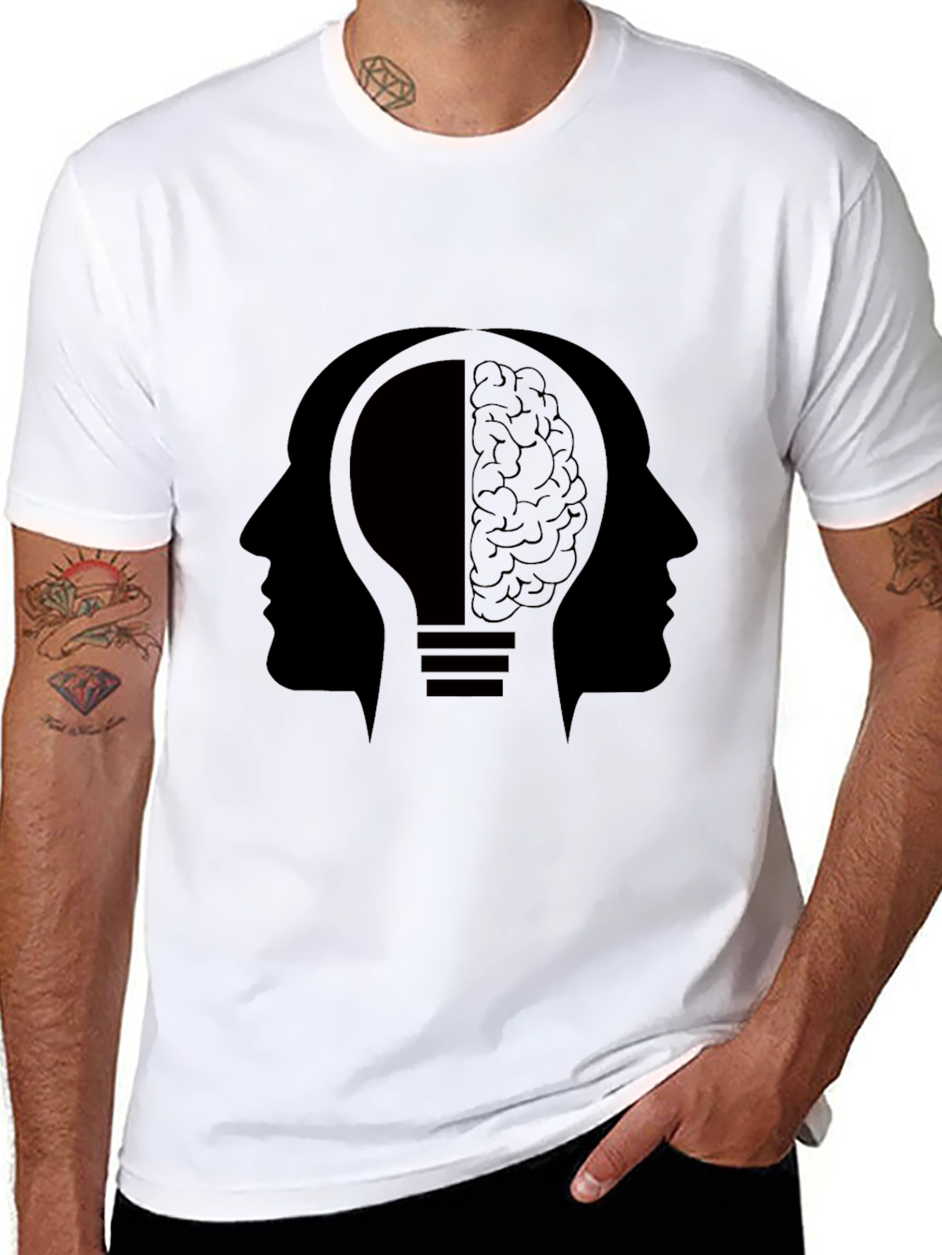 Brain Power T-Shirt - Lightbulb Silhouette Graphic Tee