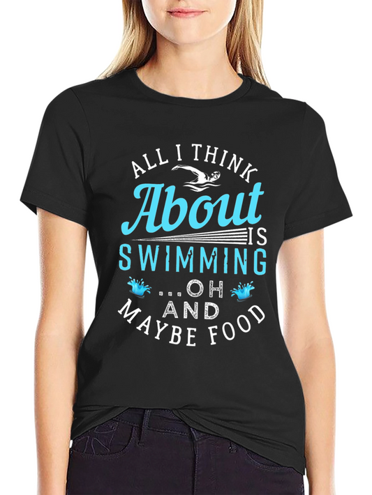 Swimming and Food Graphic T-Shirt
