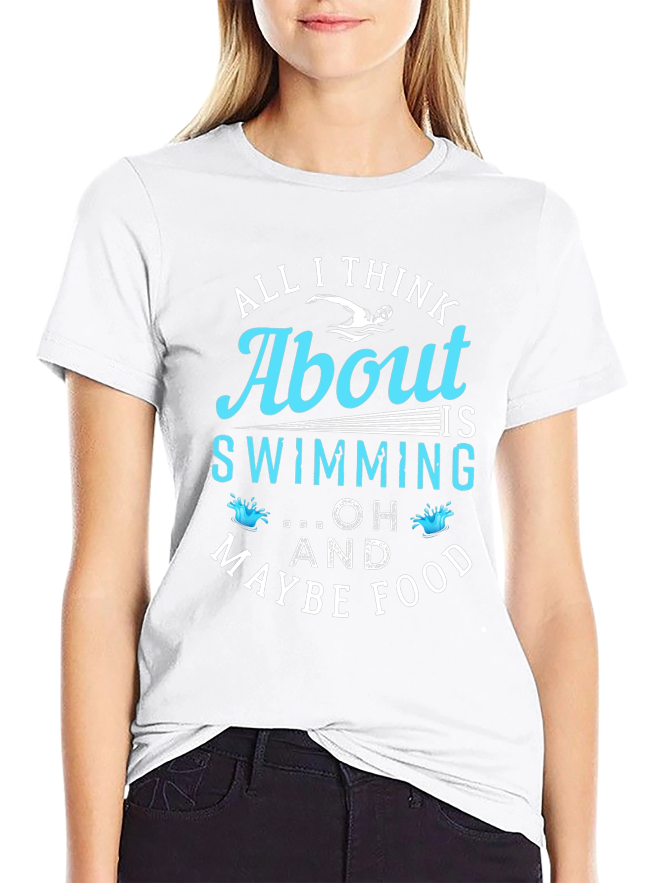 Swimming and Food Graphic T-Shirt