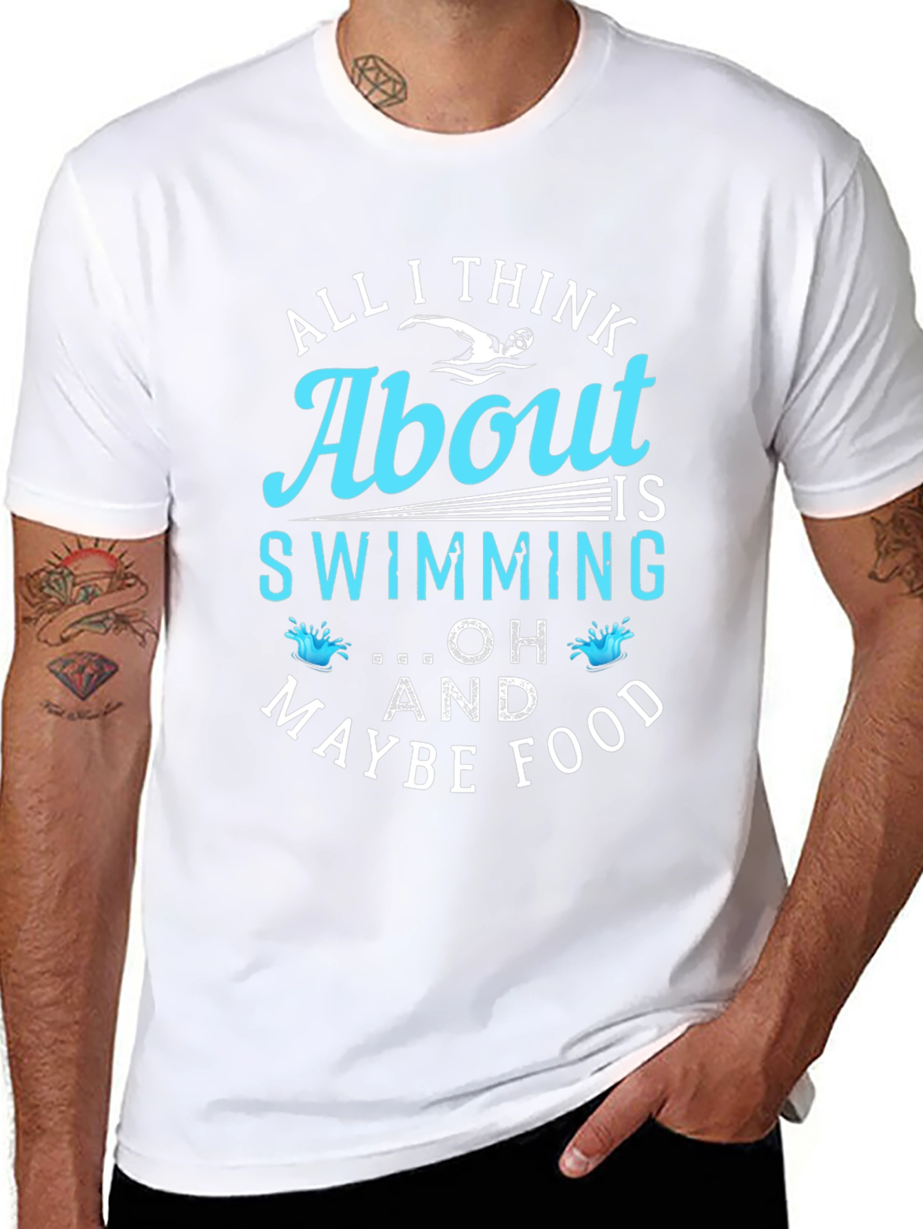 Swimming and Food Graphic T-Shirt