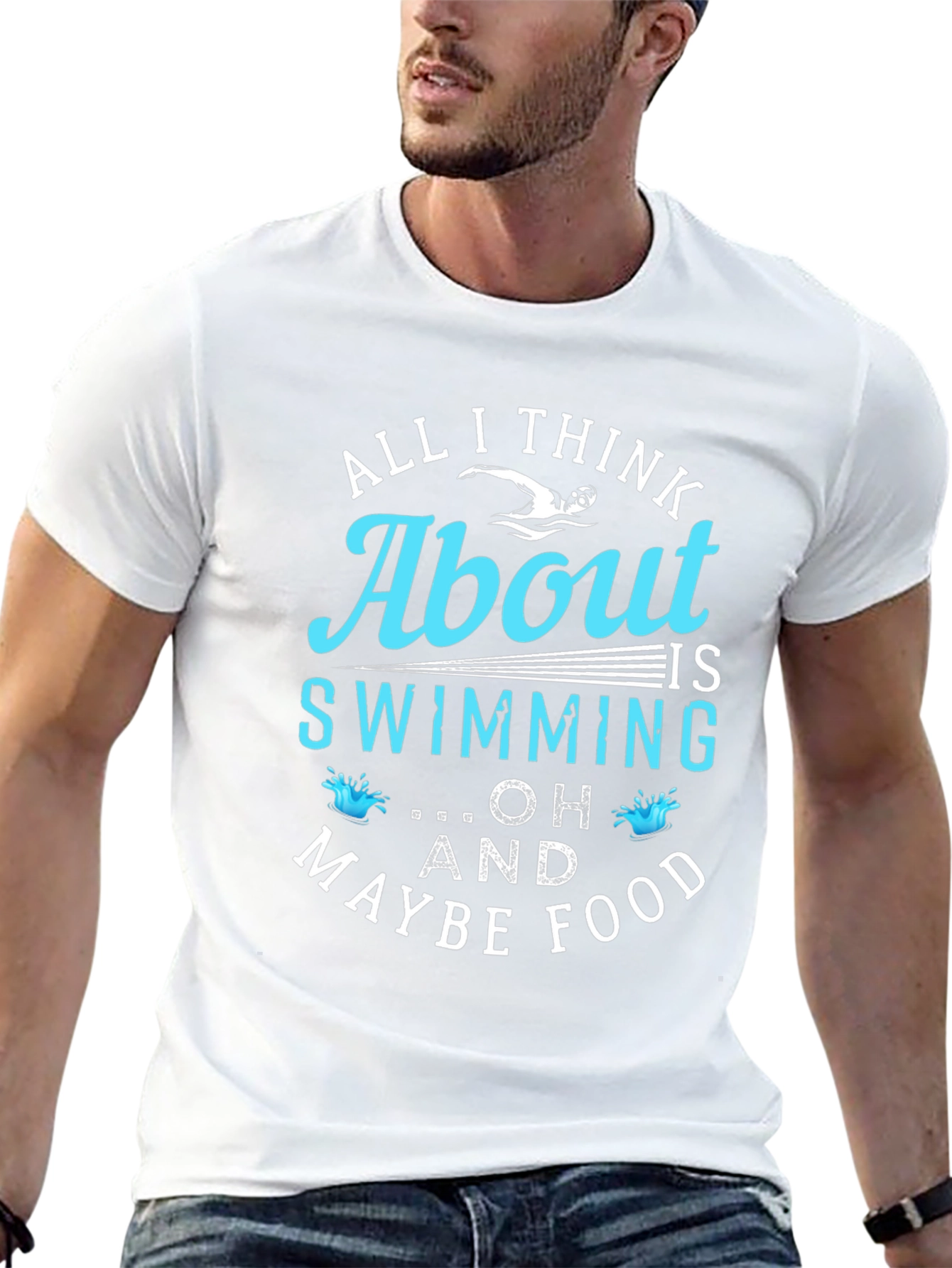 Swimming and Food Graphic T-Shirt