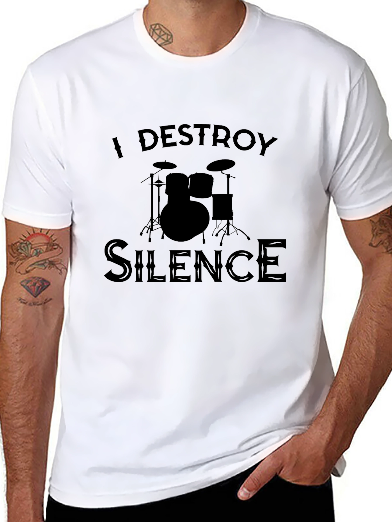 I Destroy Silence Drummer Black T-Shirt