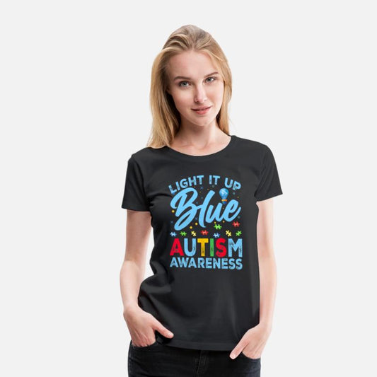 Light It Up Blue Autism Awareness Men Women Kids