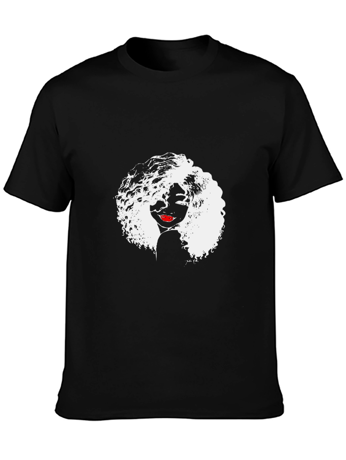 Afro Woman Graphic Tee - Stylish Black T-Shirt