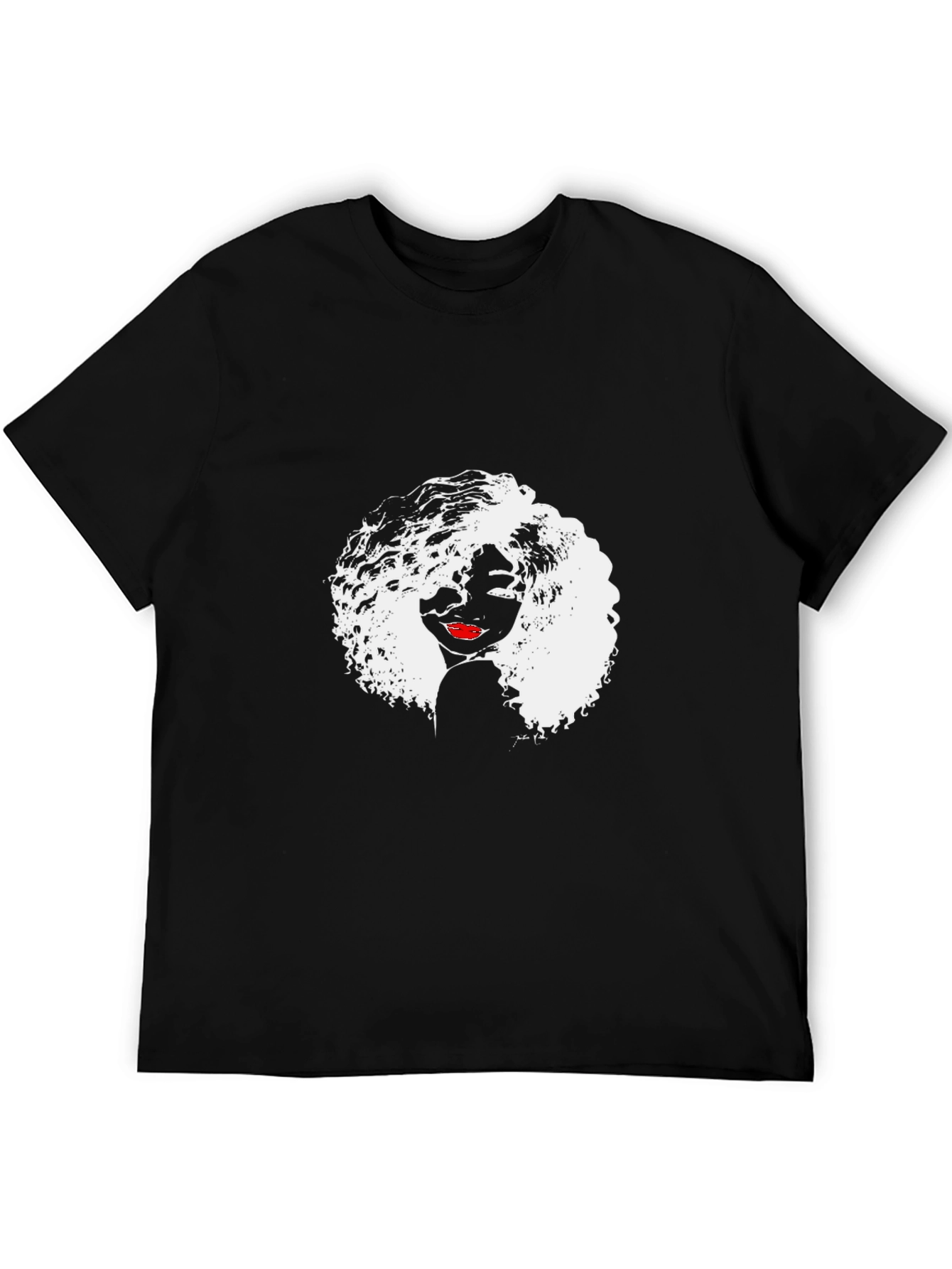 Afro Woman Graphic Tee - Stylish Black T-Shirt