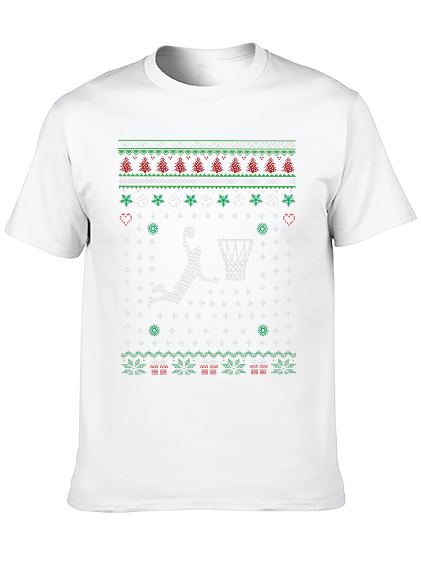 Festive Basketball Ugly Christmas T-Shirt