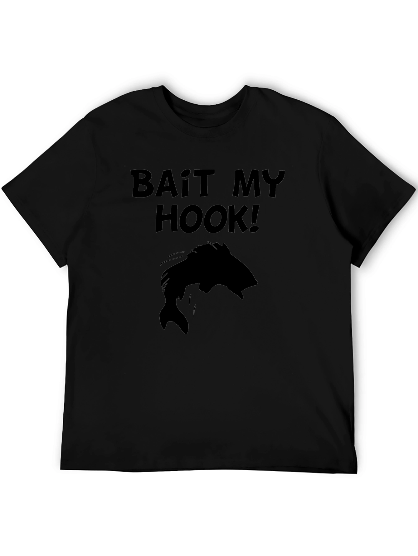 Bait My Hook! Black Graphic T-Shirt
