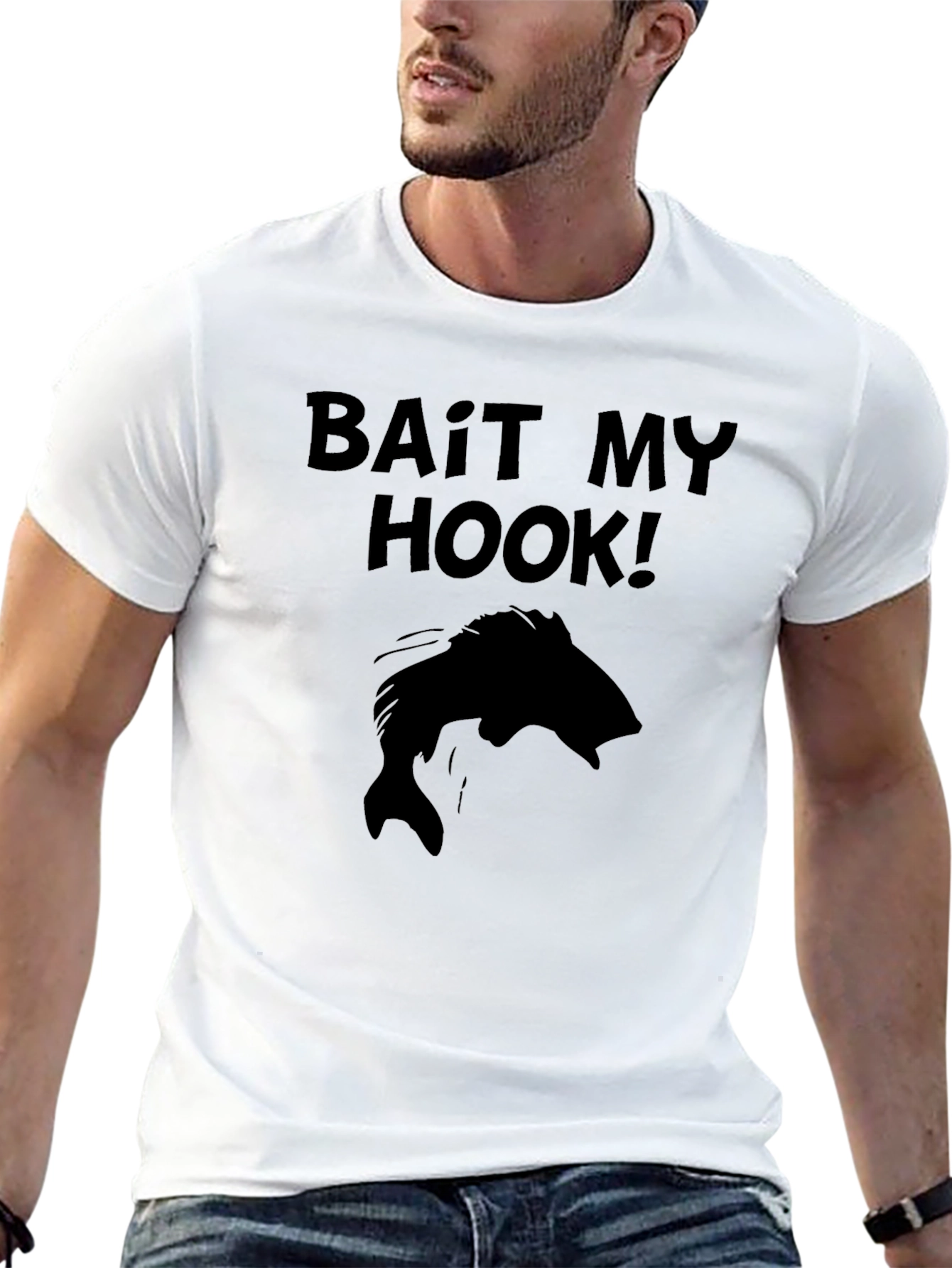 Bait My Hook! Black Graphic T-Shirt