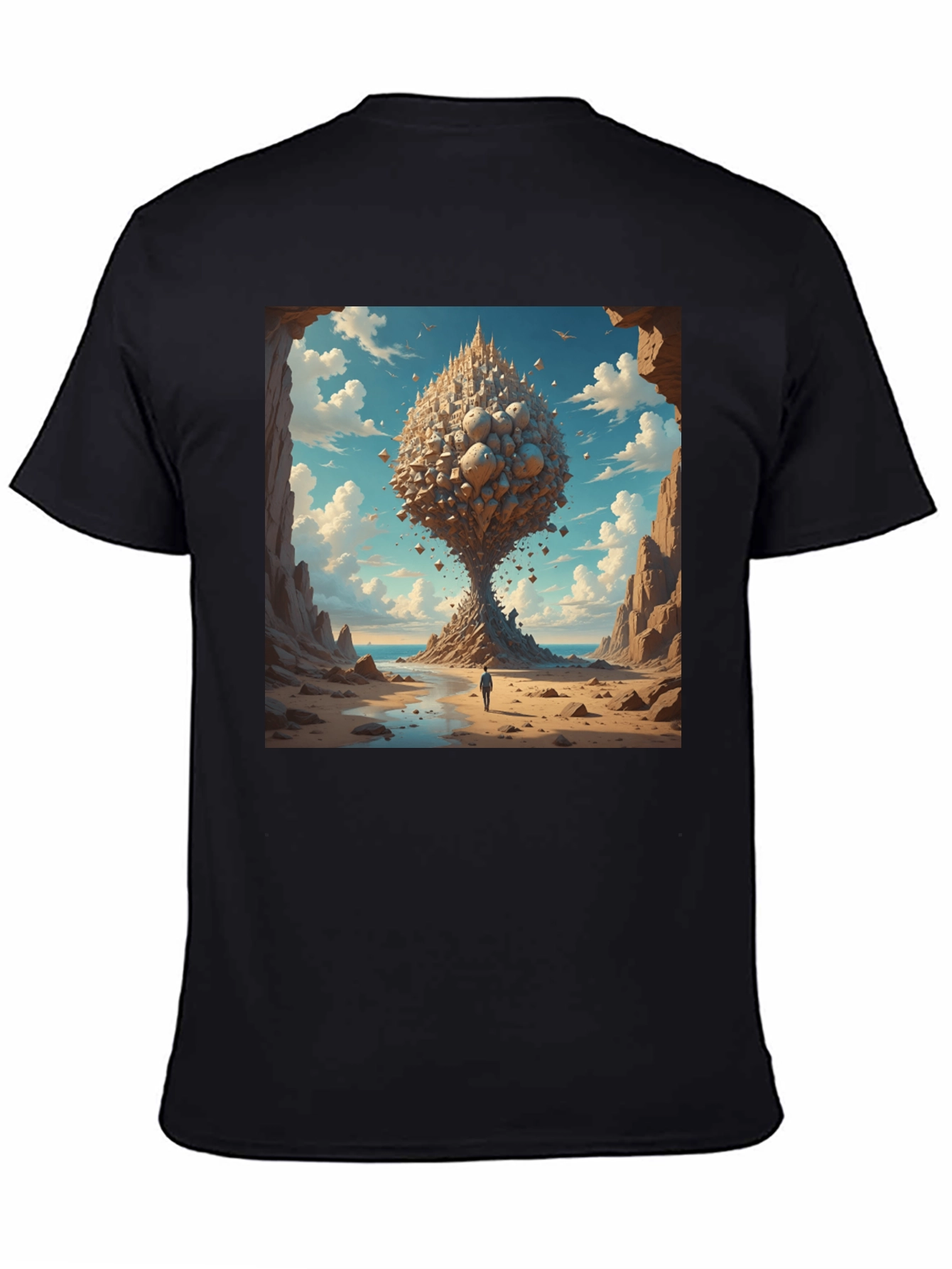 Surreal Landscape Graphic Tee - Black Cotton Blend