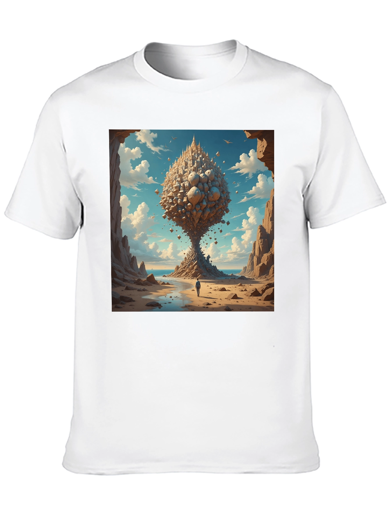 Surreal Landscape Graphic Tee - Black Cotton Blend