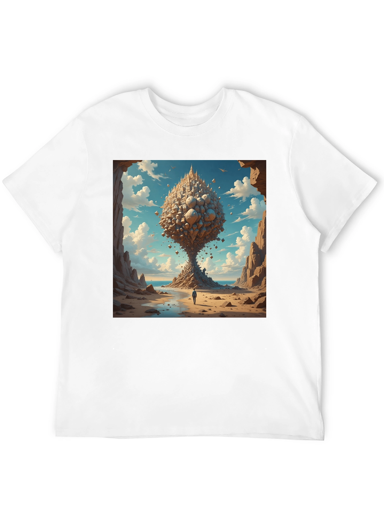 Surreal Landscape Graphic Tee - Black Cotton Blend