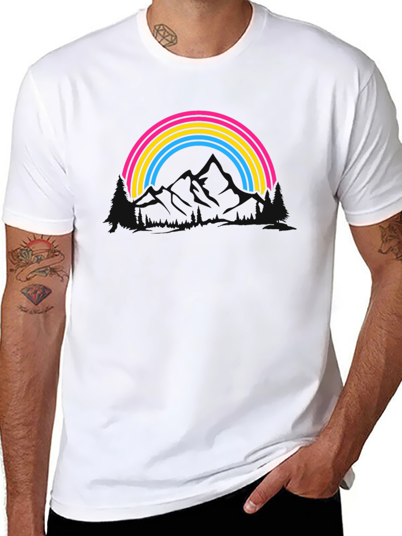 Pan Pride Rainbow T-Shirt - Black Cotton Blend Tee