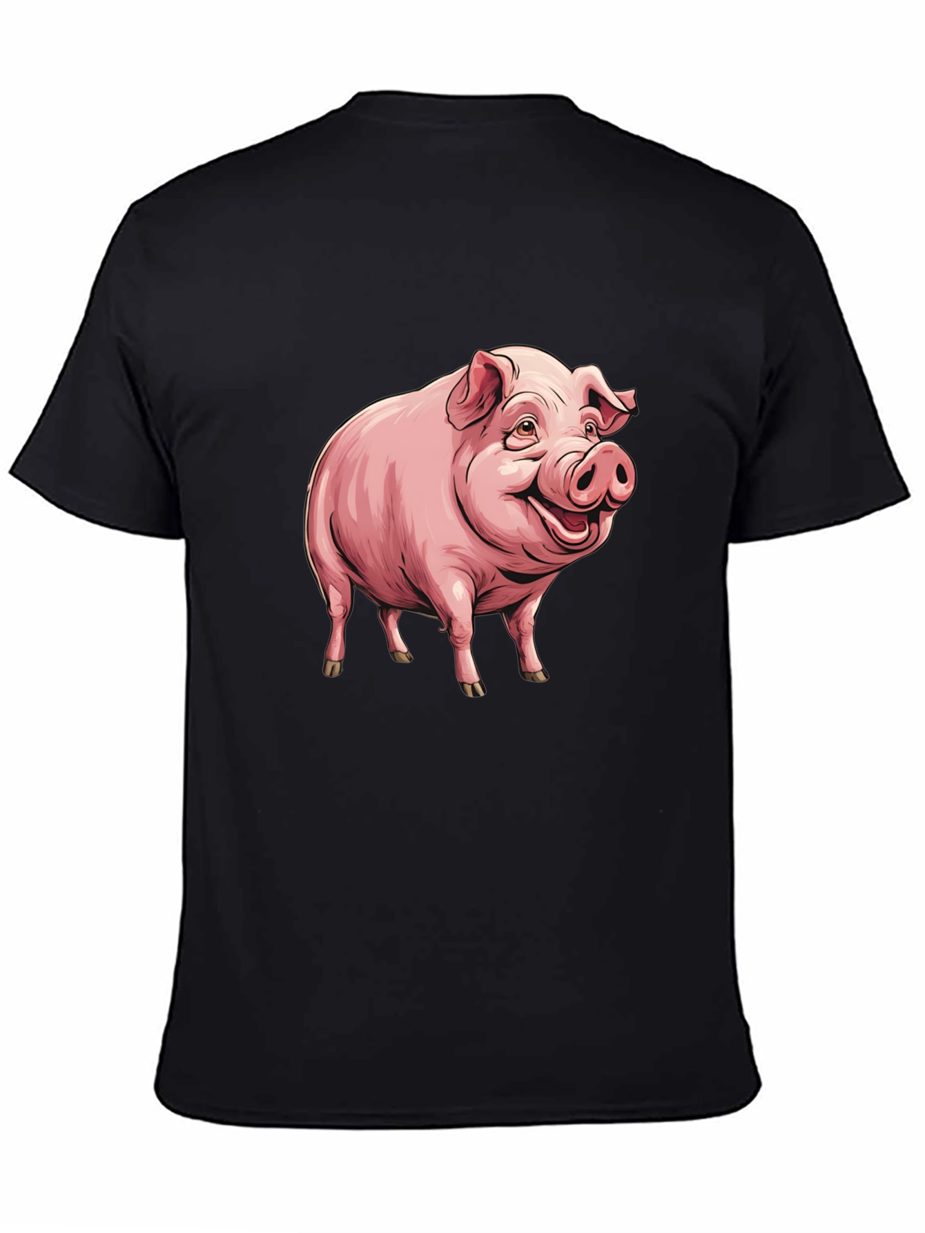 Funny Pig Graphic Tee - Black Cotton T-Shirt