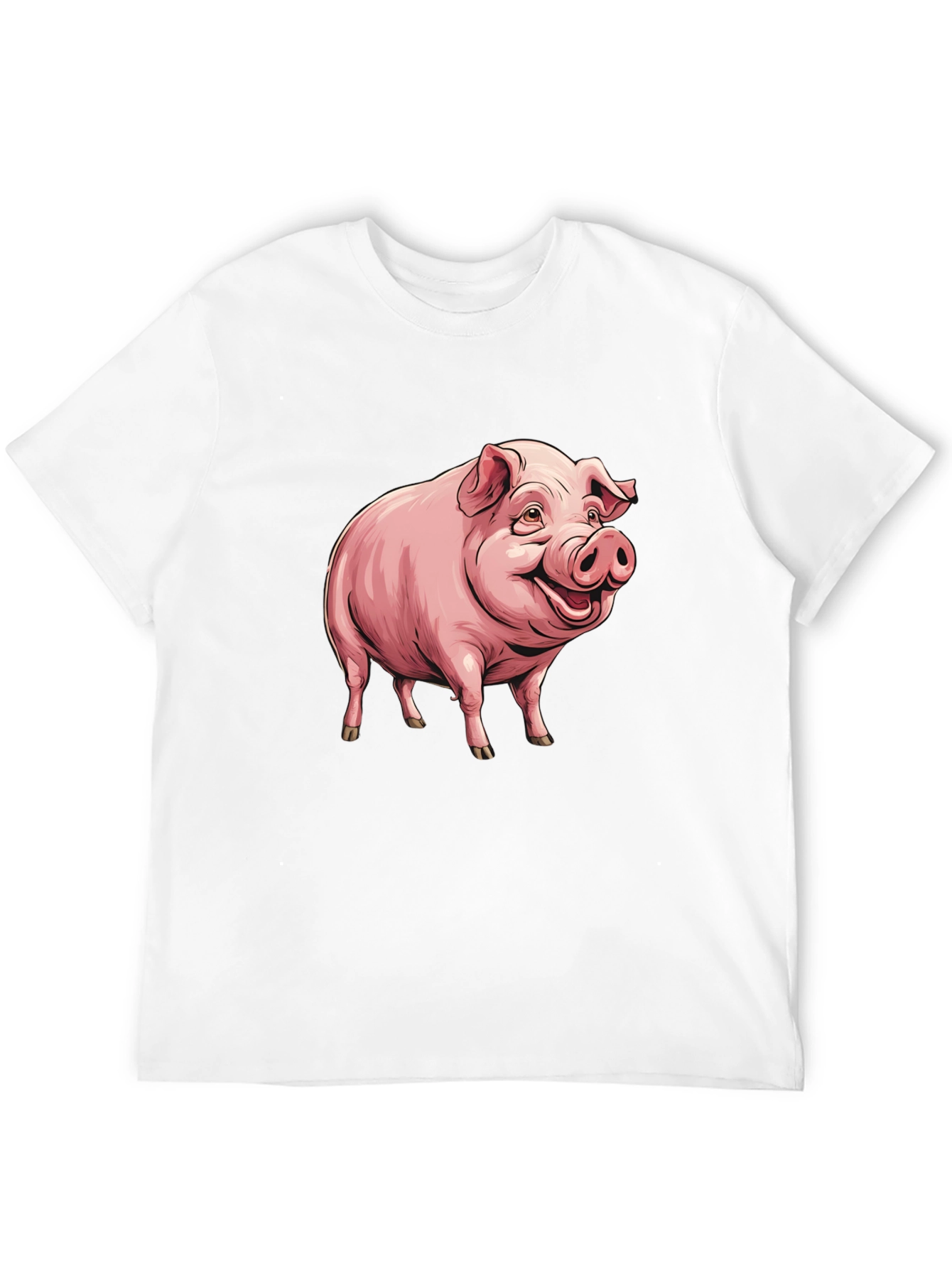 Funny Pig Graphic Tee - Black Cotton T-Shirt