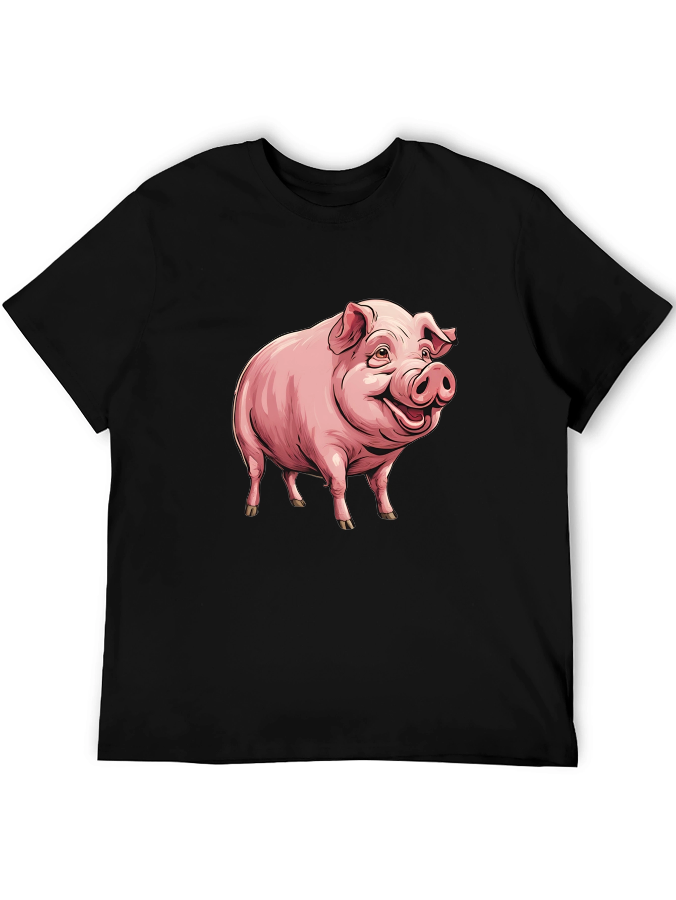 Funny Pig Graphic Tee - Black Cotton T-Shirt