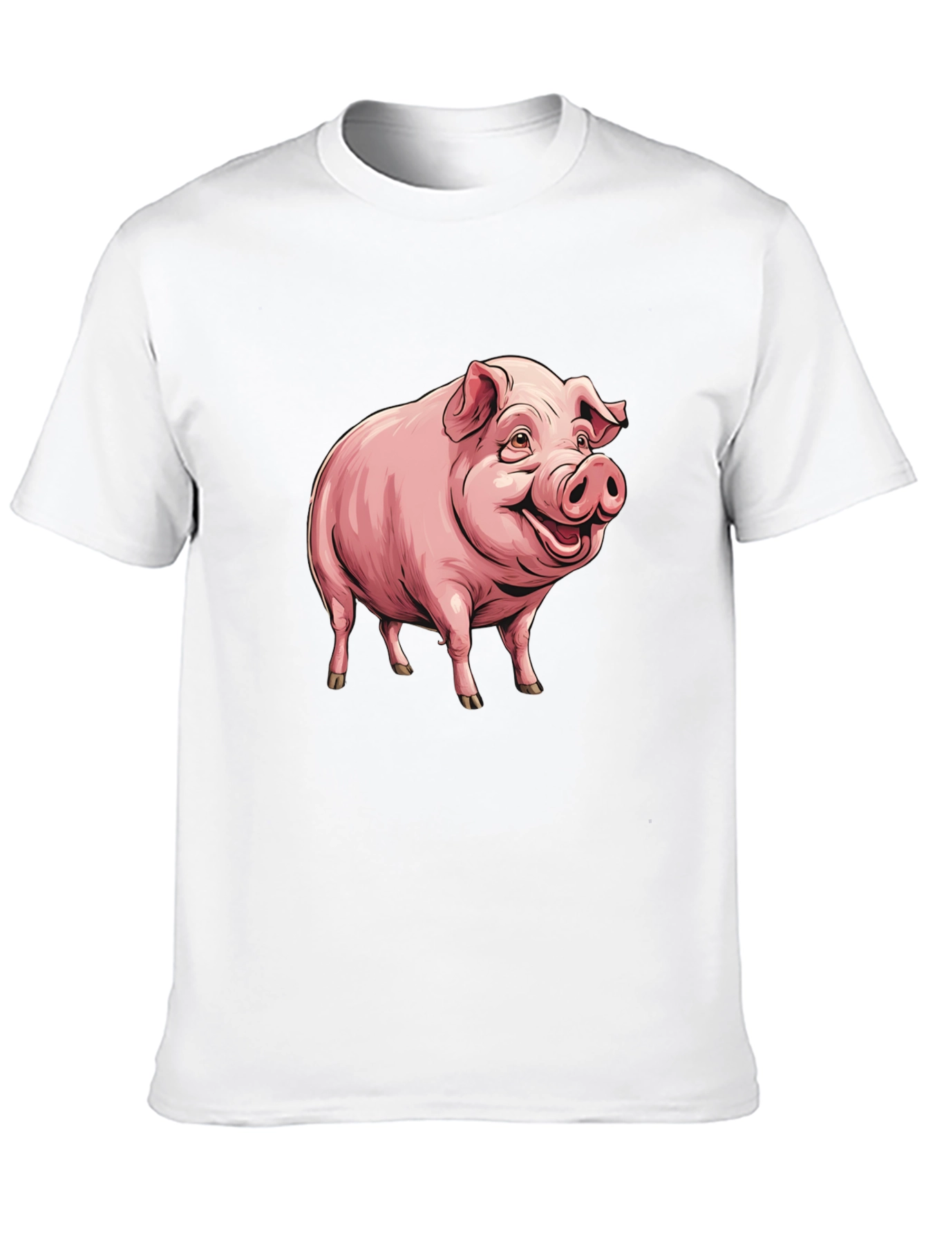 Funny Pig Graphic Tee - Black Cotton T-Shirt