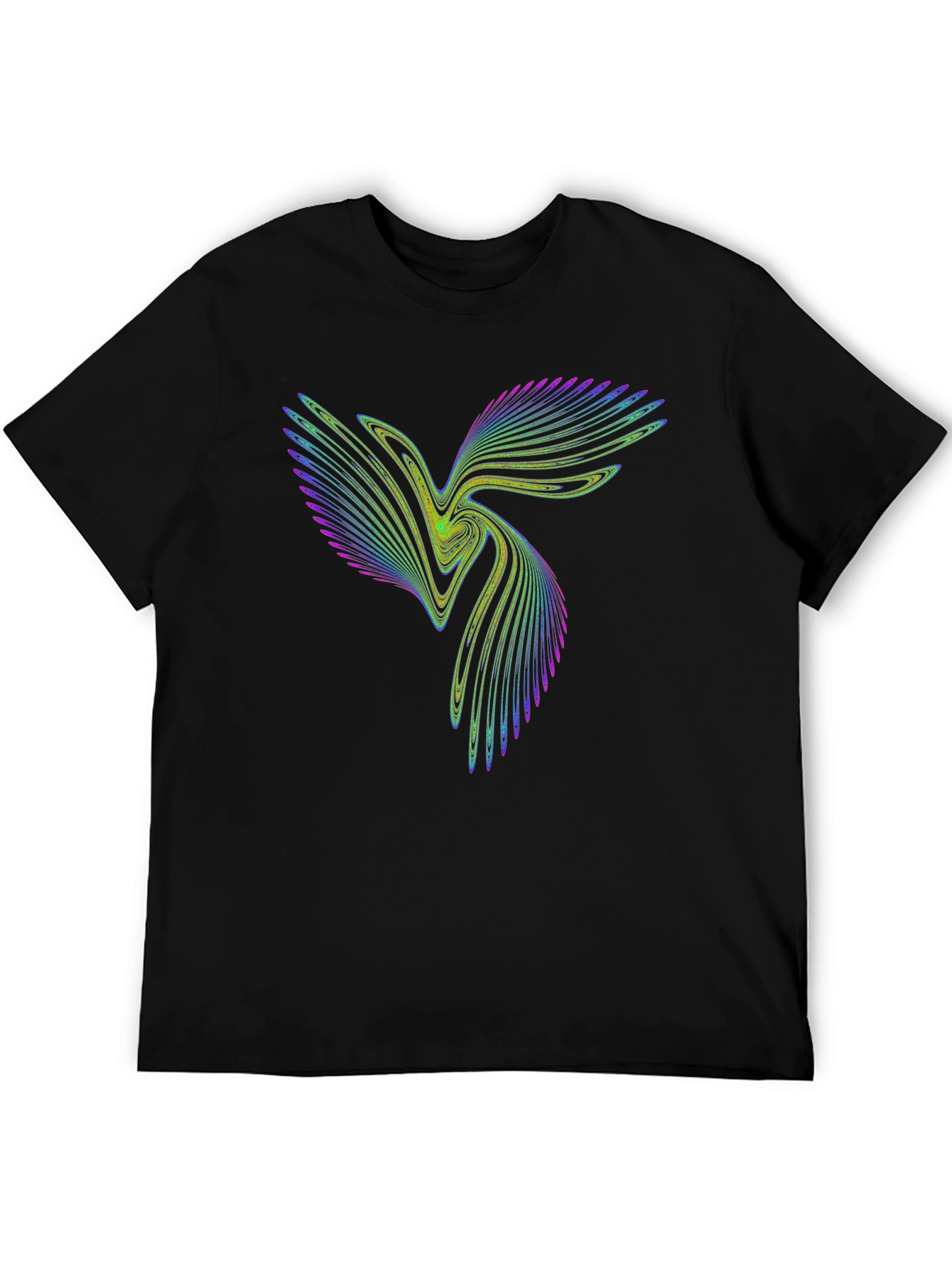 Vibrant Fractal Design Black Cotton T-Shirt