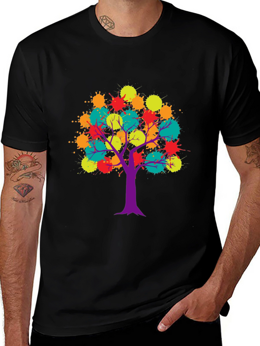 Colorful Splatter Tree Graphic T-Shirt