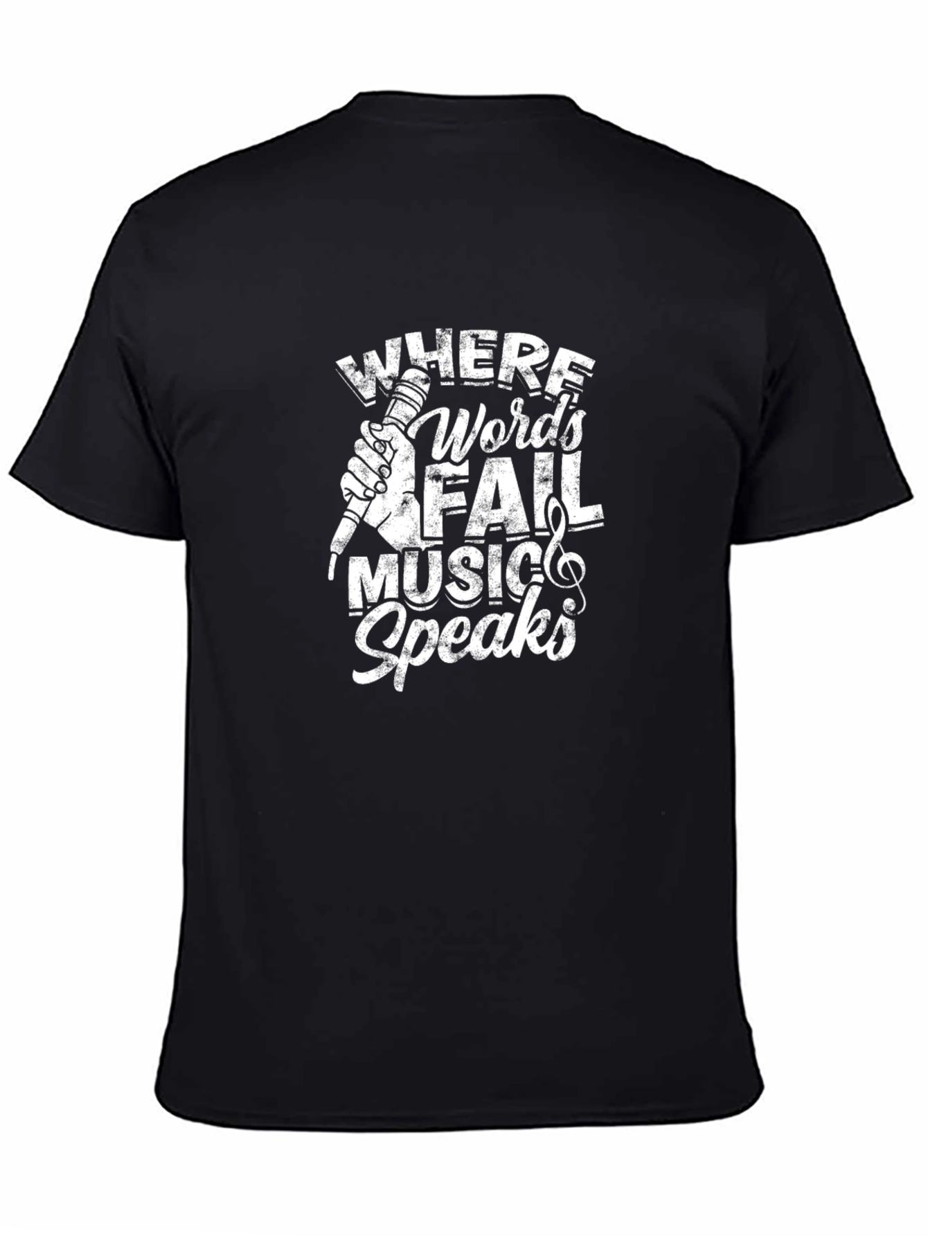 Music Speaks Black Graphic T-Shirt